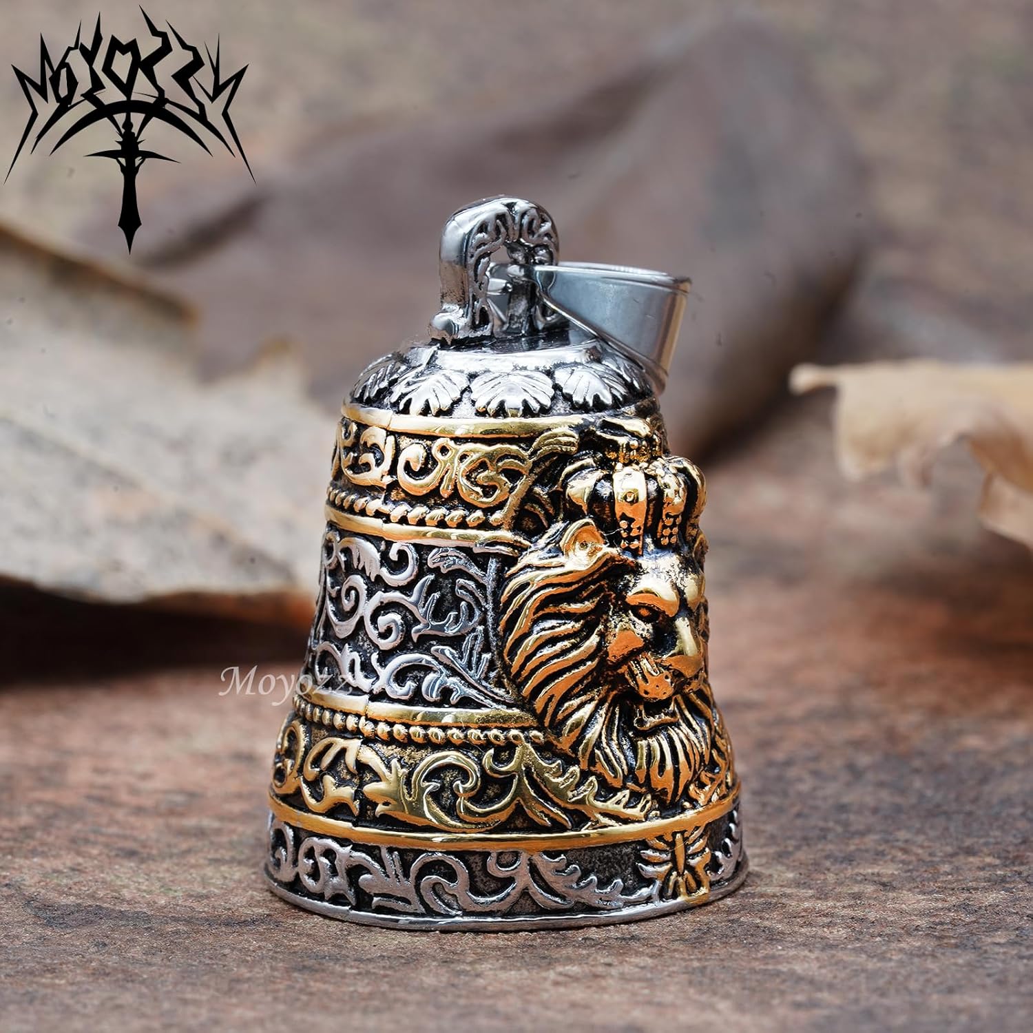 MOYOZZ Royal King Lion Head Motorcycle Bell with Hanger