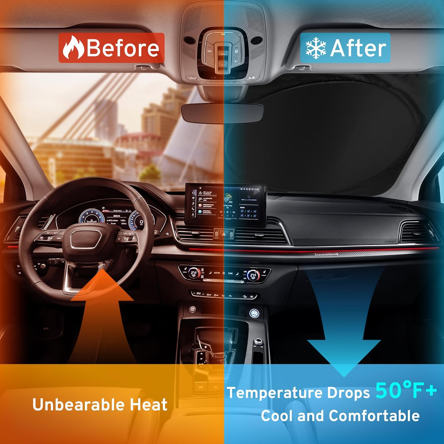 XHRING Windshield Sun Shade for Mercedes Benz