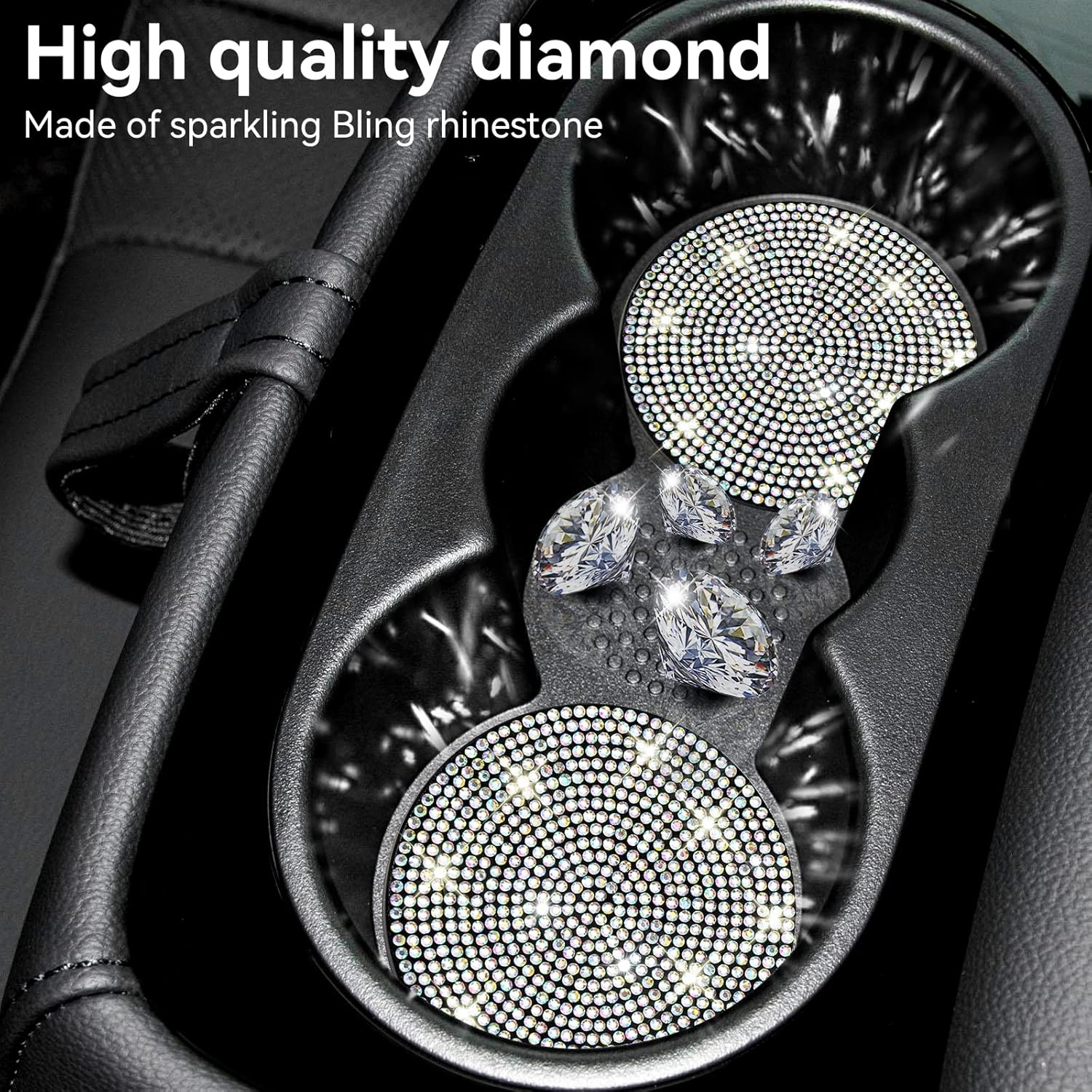 SINGARO Bling Cup Holder Coasters for Car 2PCS