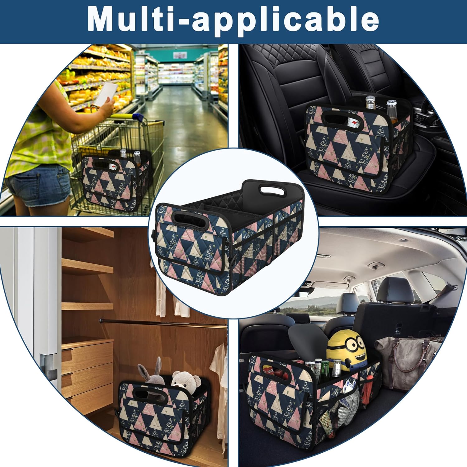 Deosk Trunk Organizer with 6 Big Pockets 50L Waterproof for Car SUV