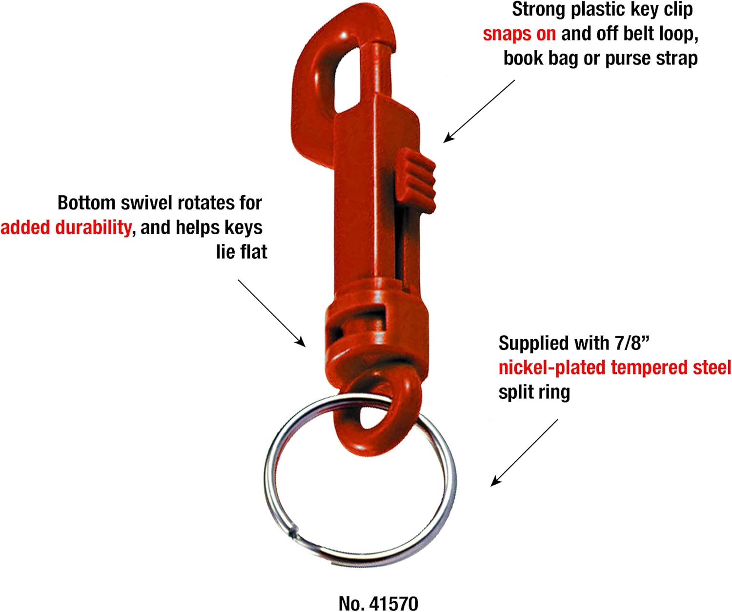 Lucky Line Plastic Key Clip for Backpacks and Belts