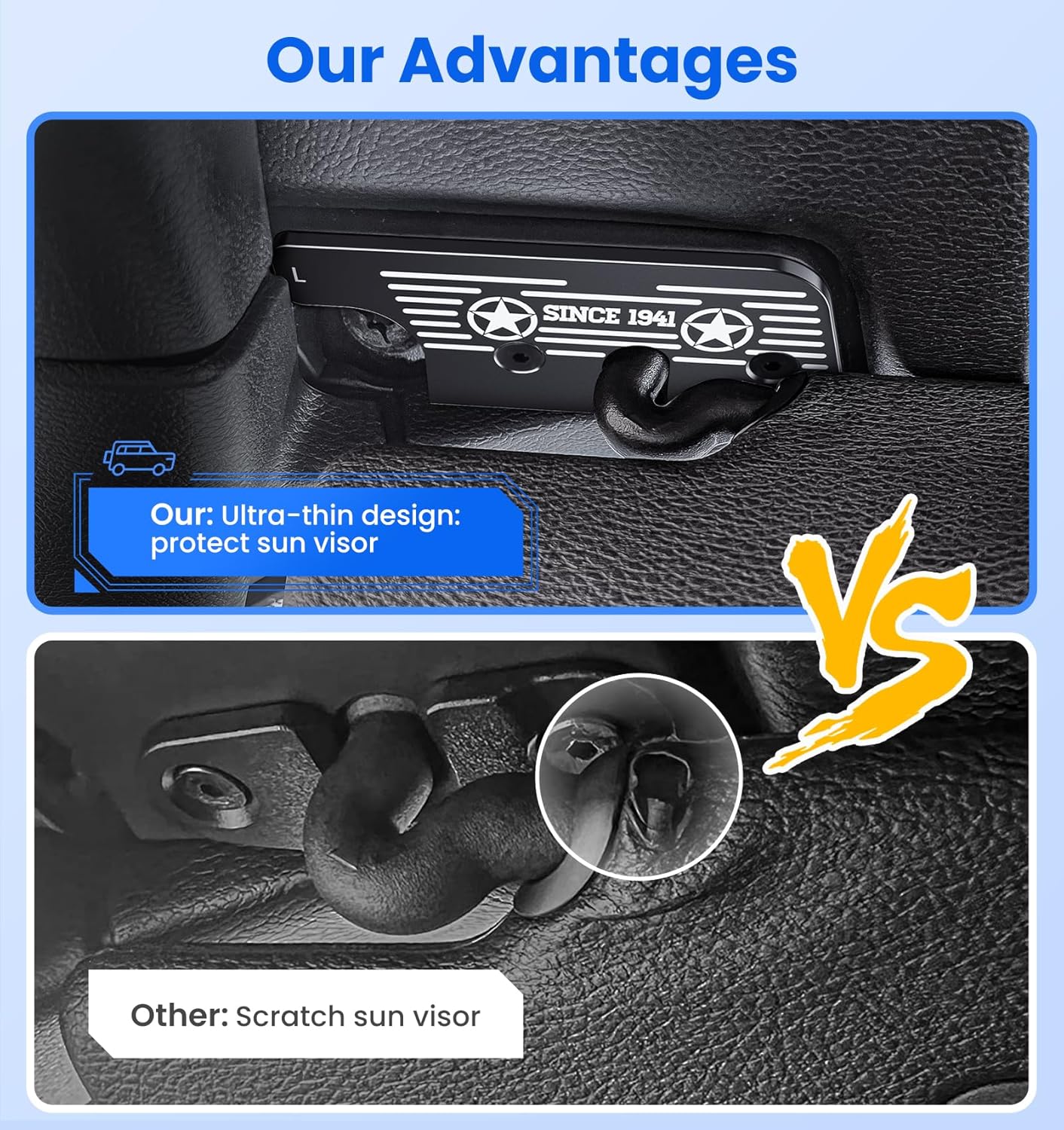 Upgraded Sun Visor Repair Kit for Jeep Wrangler and Gladiator