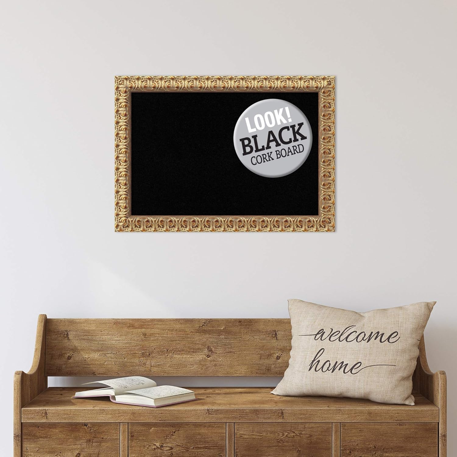Amanti Art Black Cork Board 27x19 Wall Decor