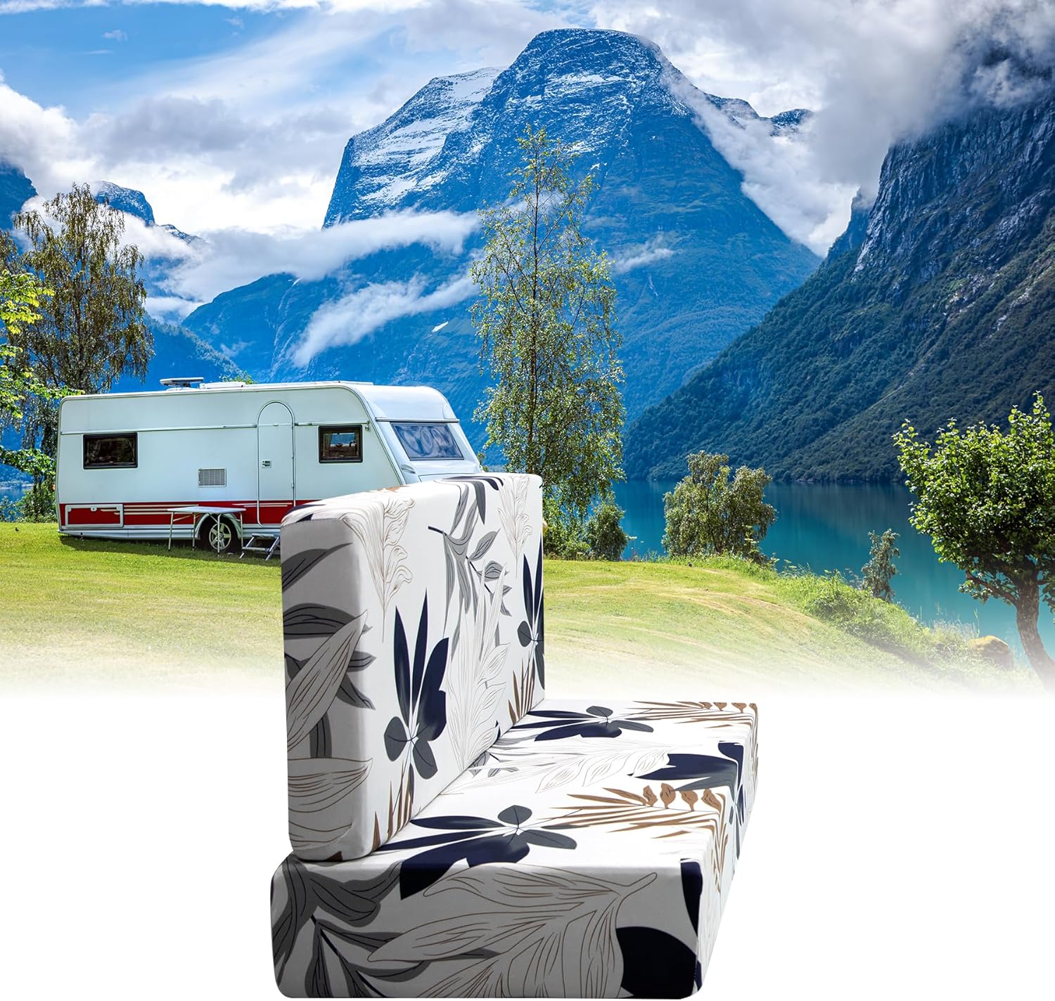FUANGUI RV Dinette Cushion Covers Stretchable Camper Seats Replacement Washable Furniture Protector