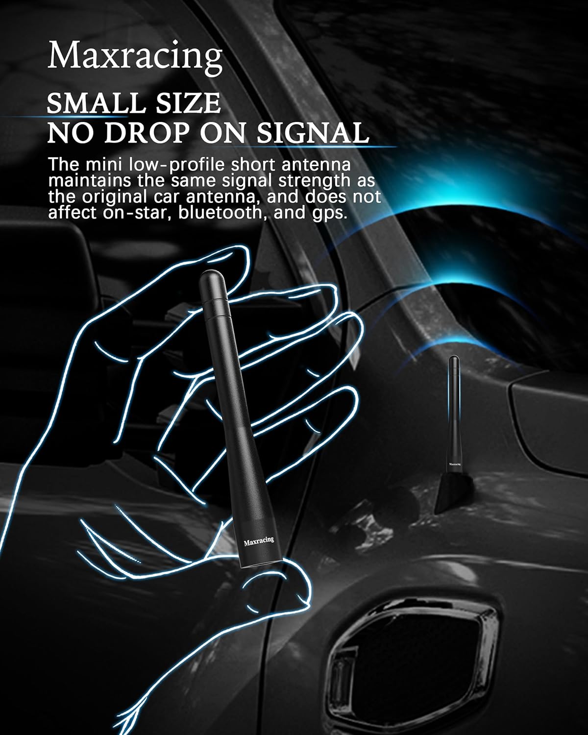 MAXRACING Short Truck Antenna for Motorcycles 1998-2025