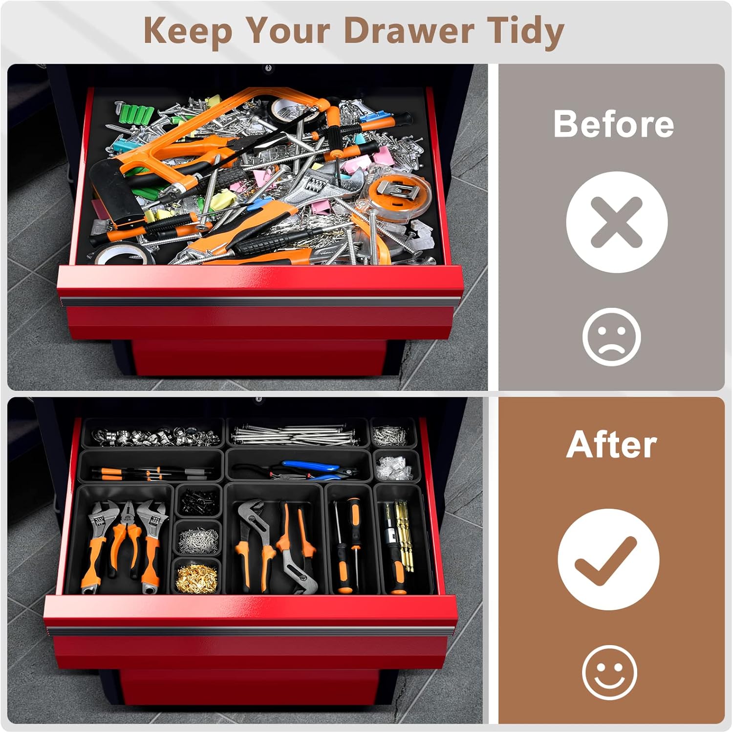 A-LuGei 42PCS Black Tool Box Organizer Tray Divider Set