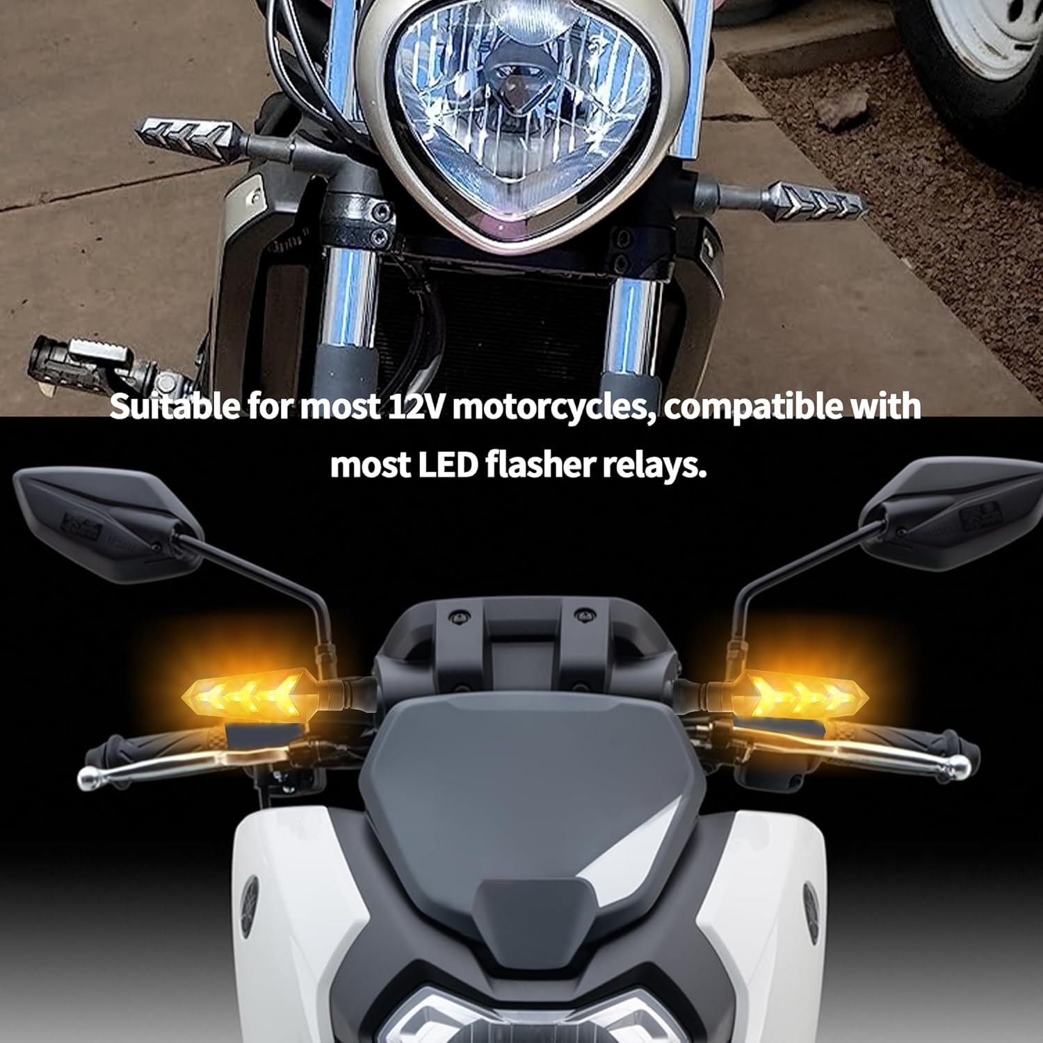 4PCS Motorcycle Turn Signal Kit with Amber LED Lights