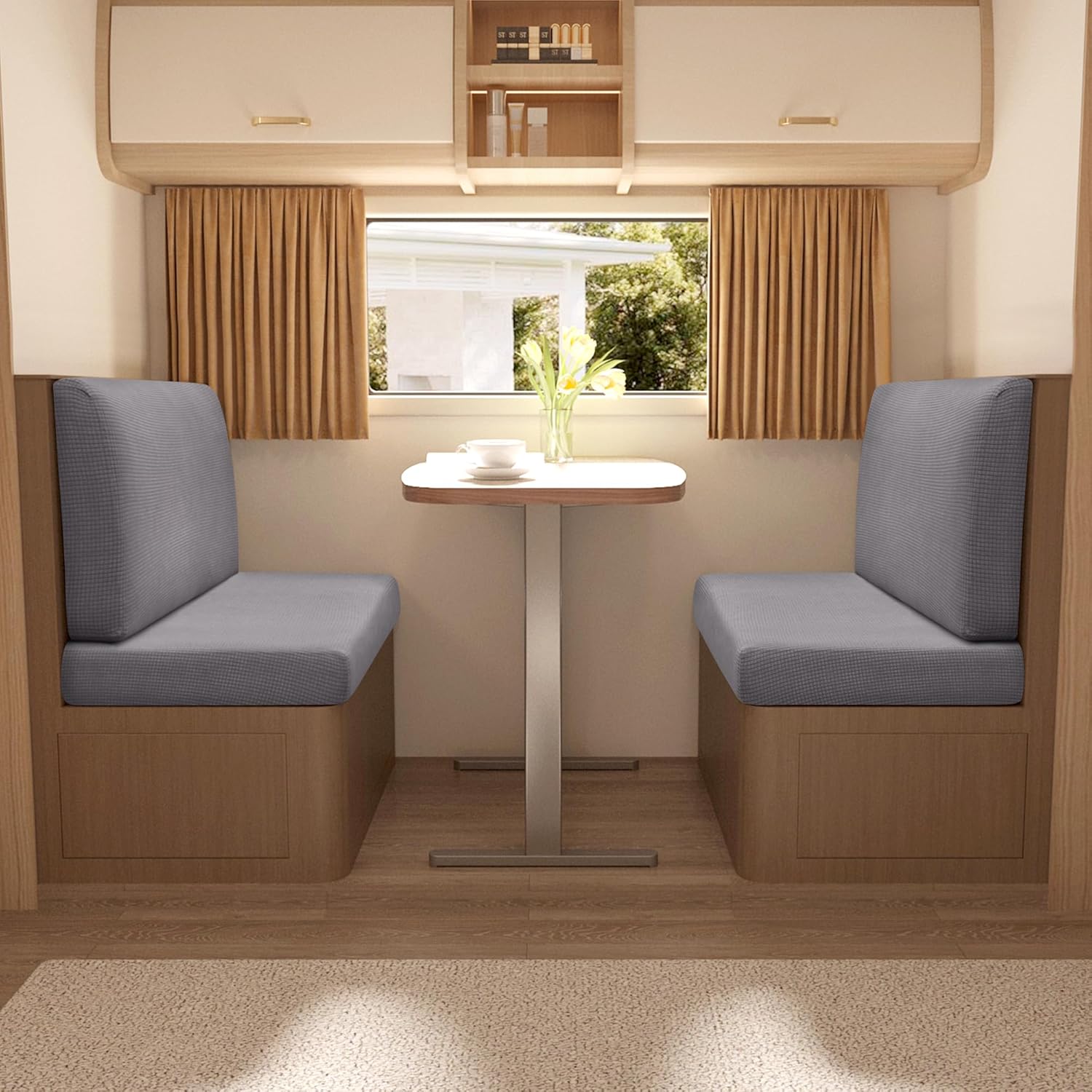 Stretch RV Dinette Cushion Covers 2 Set - Dark Gray