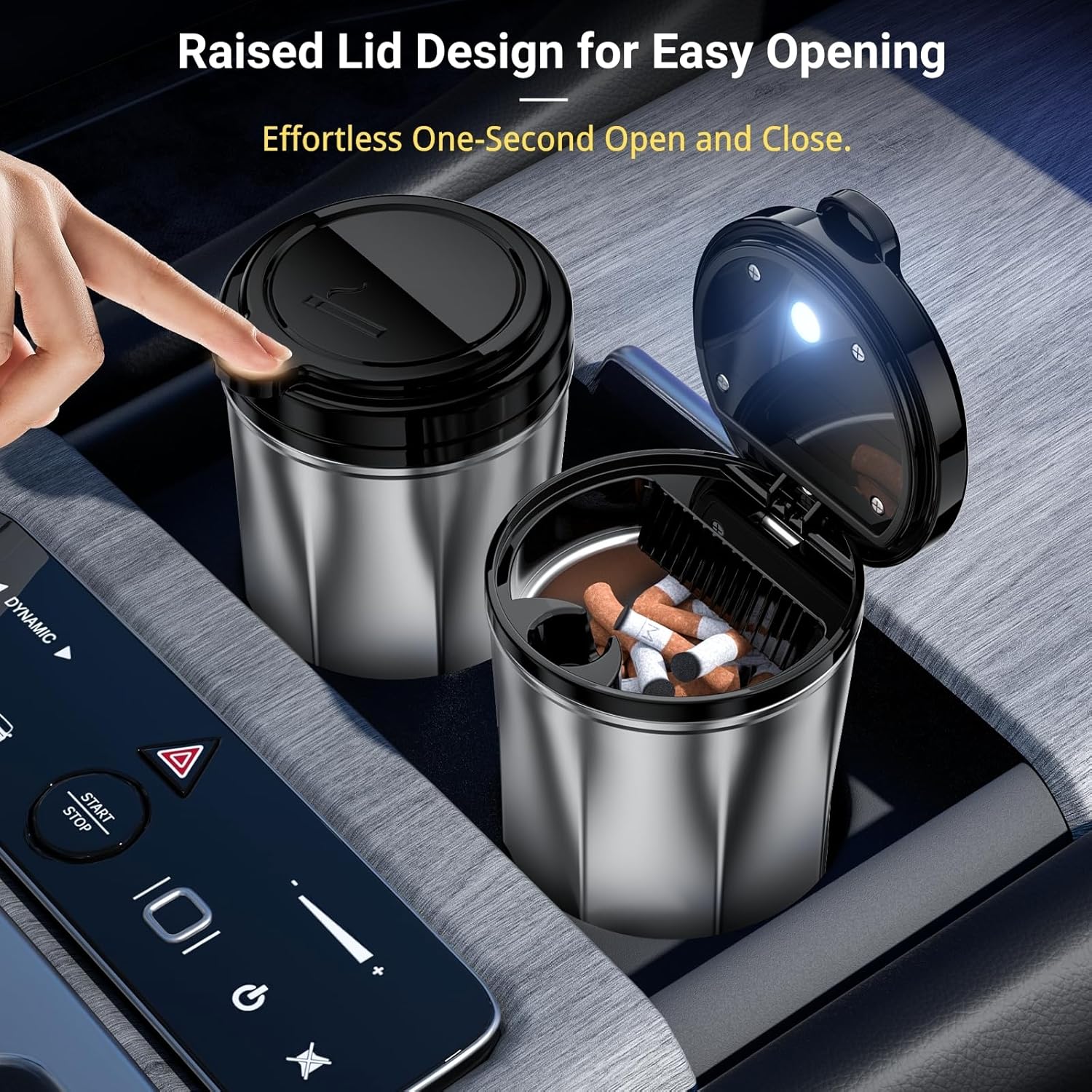 Car Ashtray with Lid and LED Light
