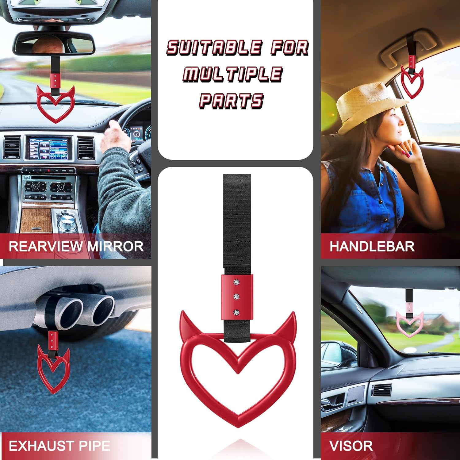 Fabbay 2 Piece Devil Heart Keychain Car Decor