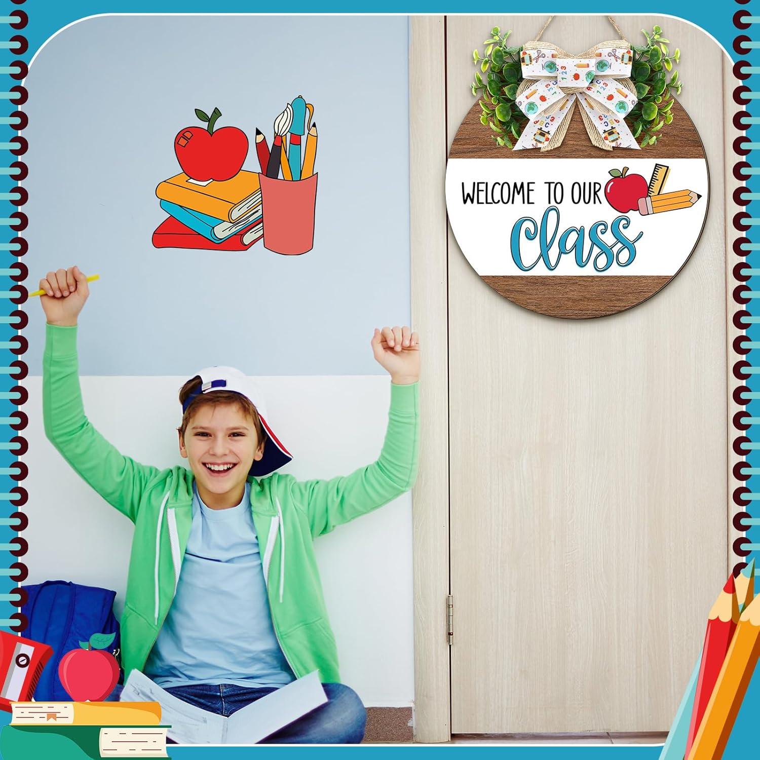 Welcome Classroom Door Sign 118 Inch Decor Wreath Hanger