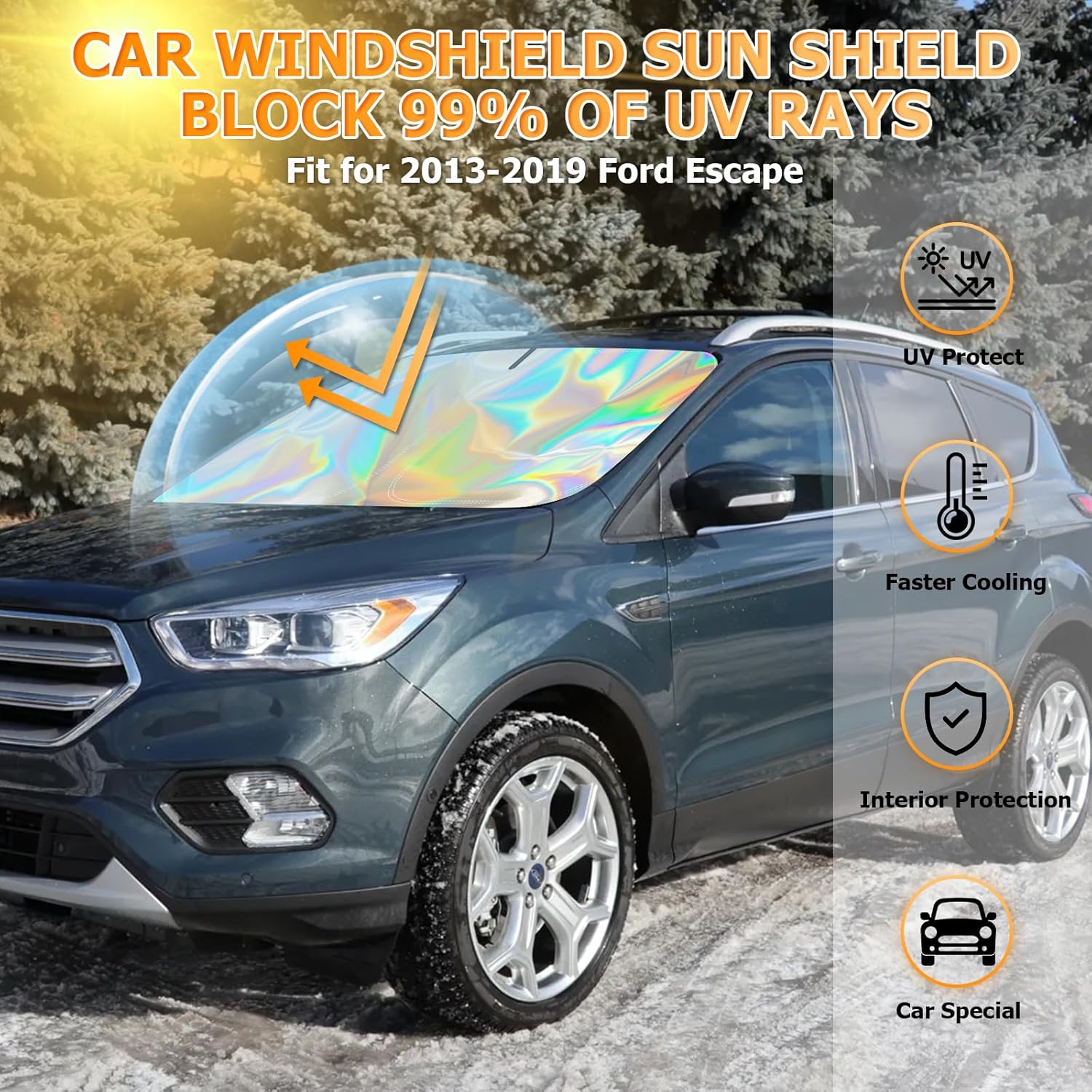 Bestview Windshield Sun Shade for 2013-2019 Ford Escape