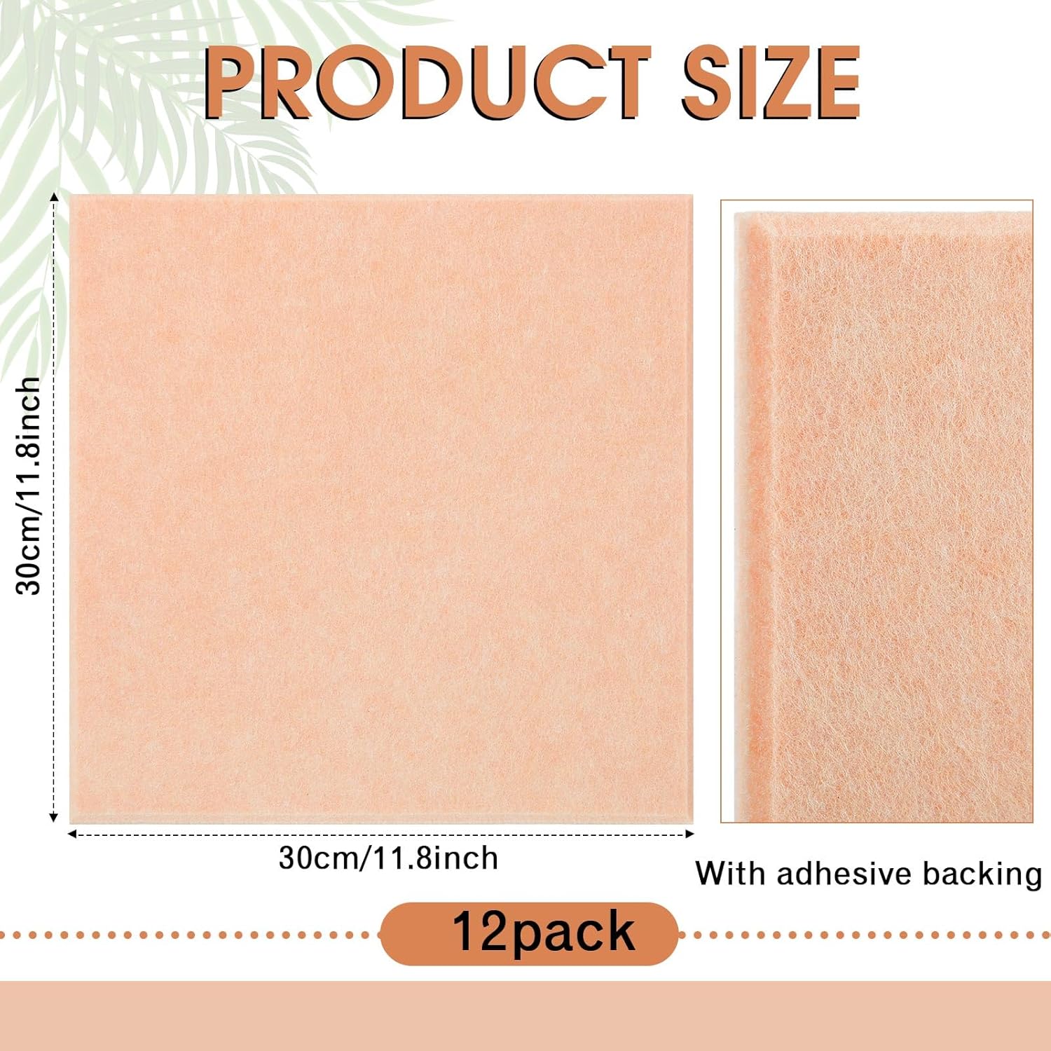 Honoson 12 Pack Light Pink Felt Wall Tiles Bulletin Board