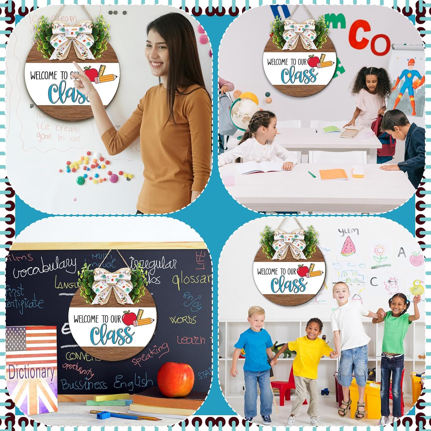 Welcome Classroom Door Sign 118 Inch Decor Wreath Hanger