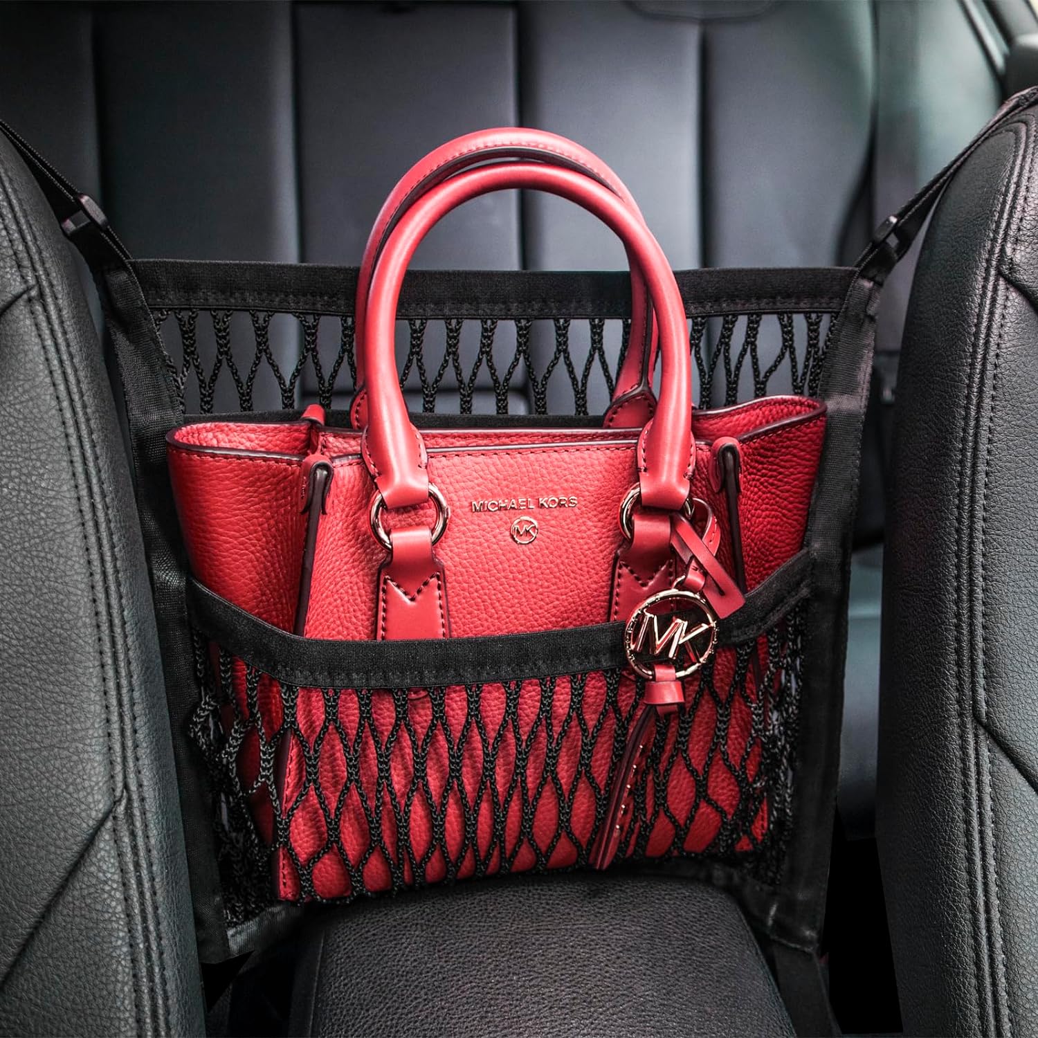AMEIQ 3 Layer Car Seat Organizer with Pet Barrier and Purse Holder