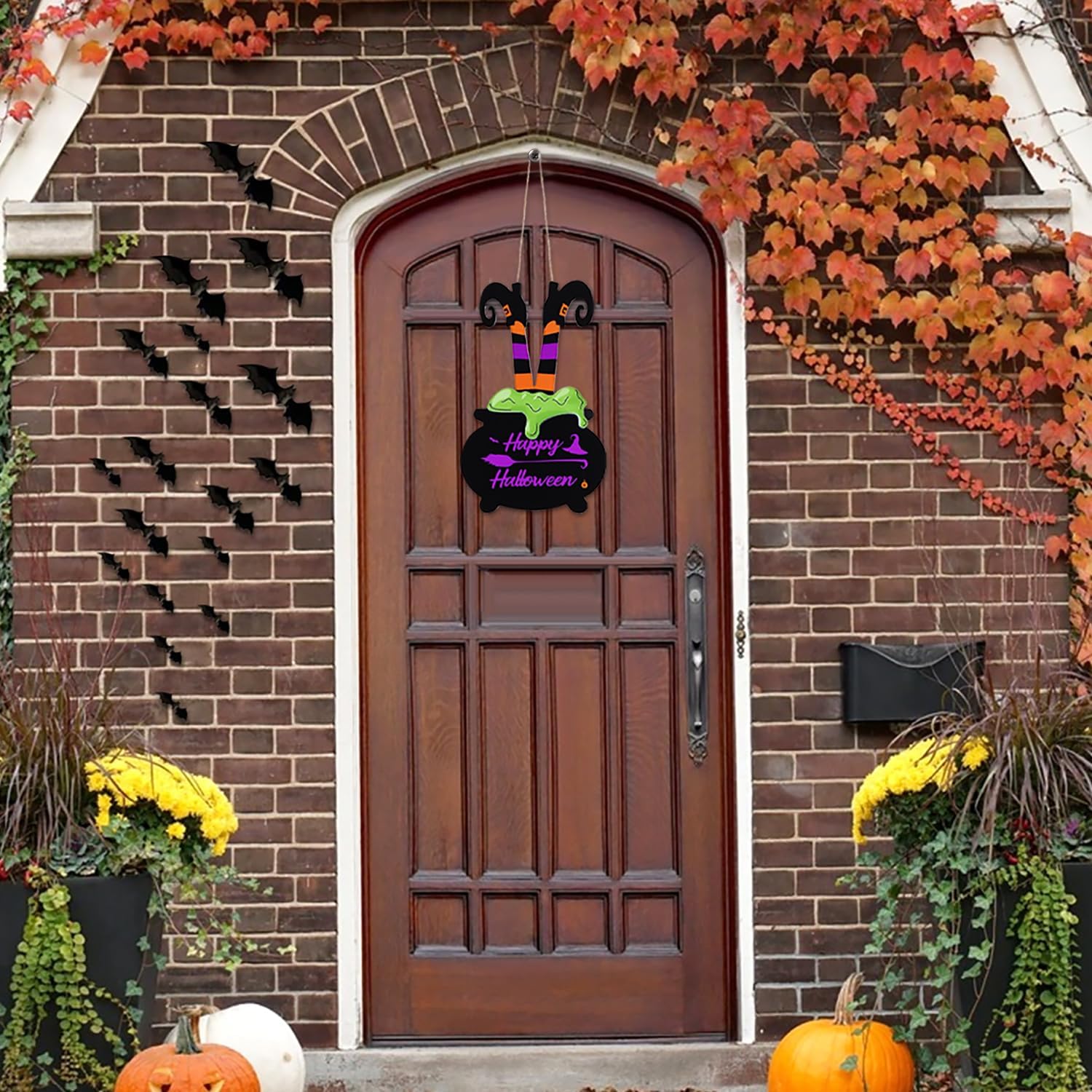 Halloween Witch Legs Welcome Door Sign Decor