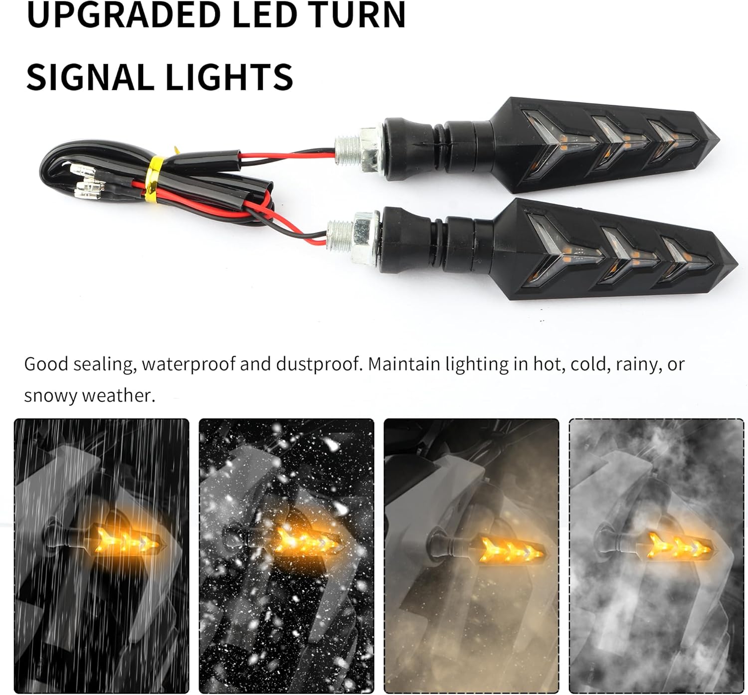 4PCS Motorcycle Turn Signal Kit with Amber LED Lights
