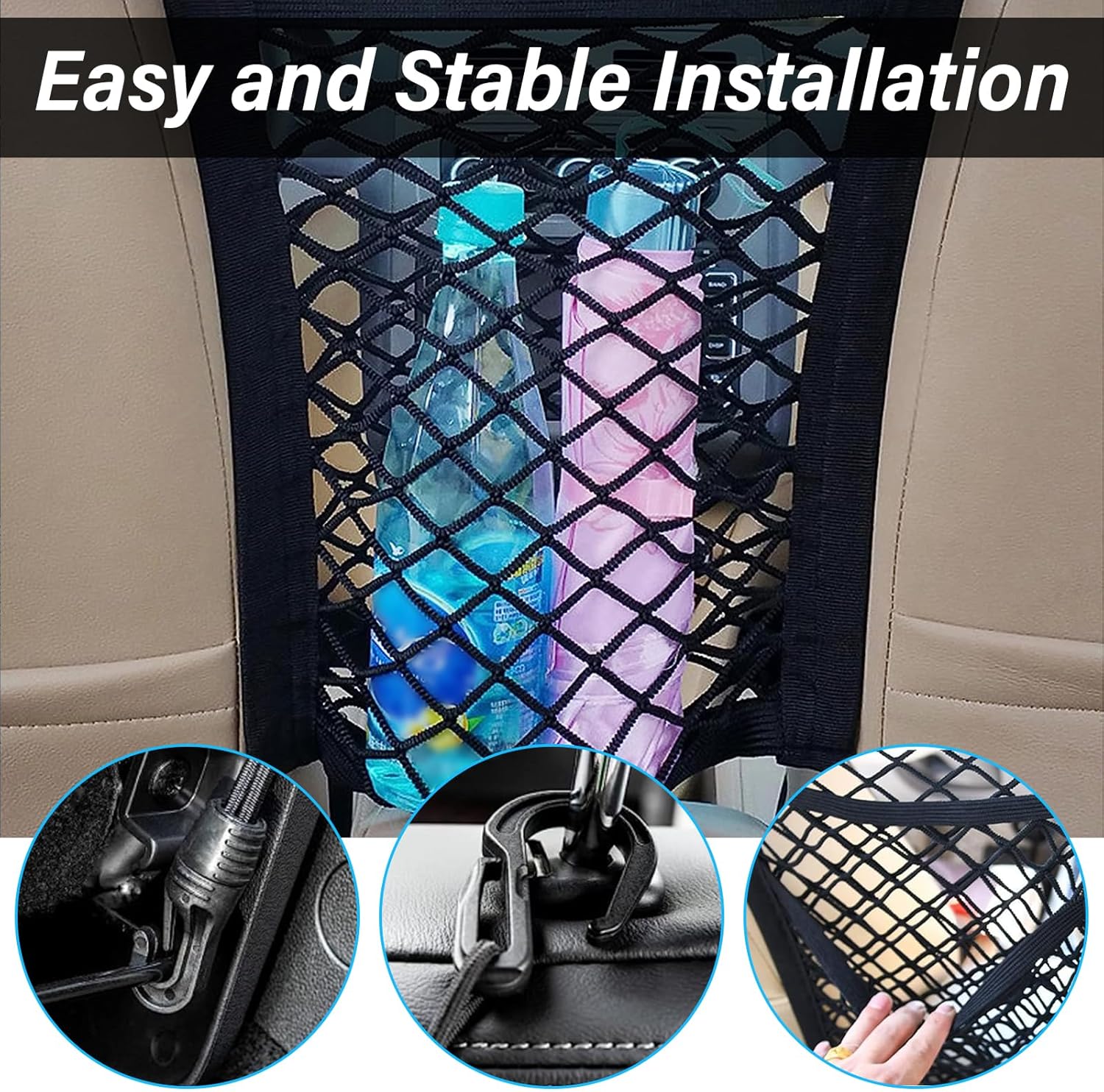 Kewucn 2 Layers Car Mesh Organizer with Elasticity