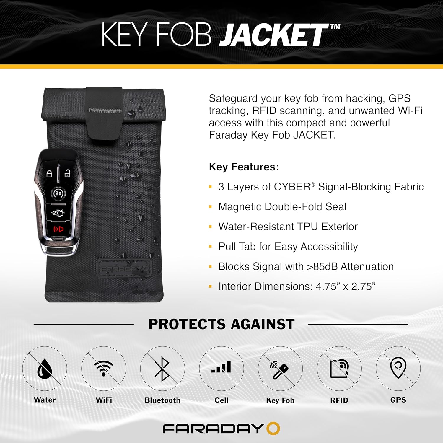 Faraday Key Fob Jacket RFID Shield Anti-Theft
