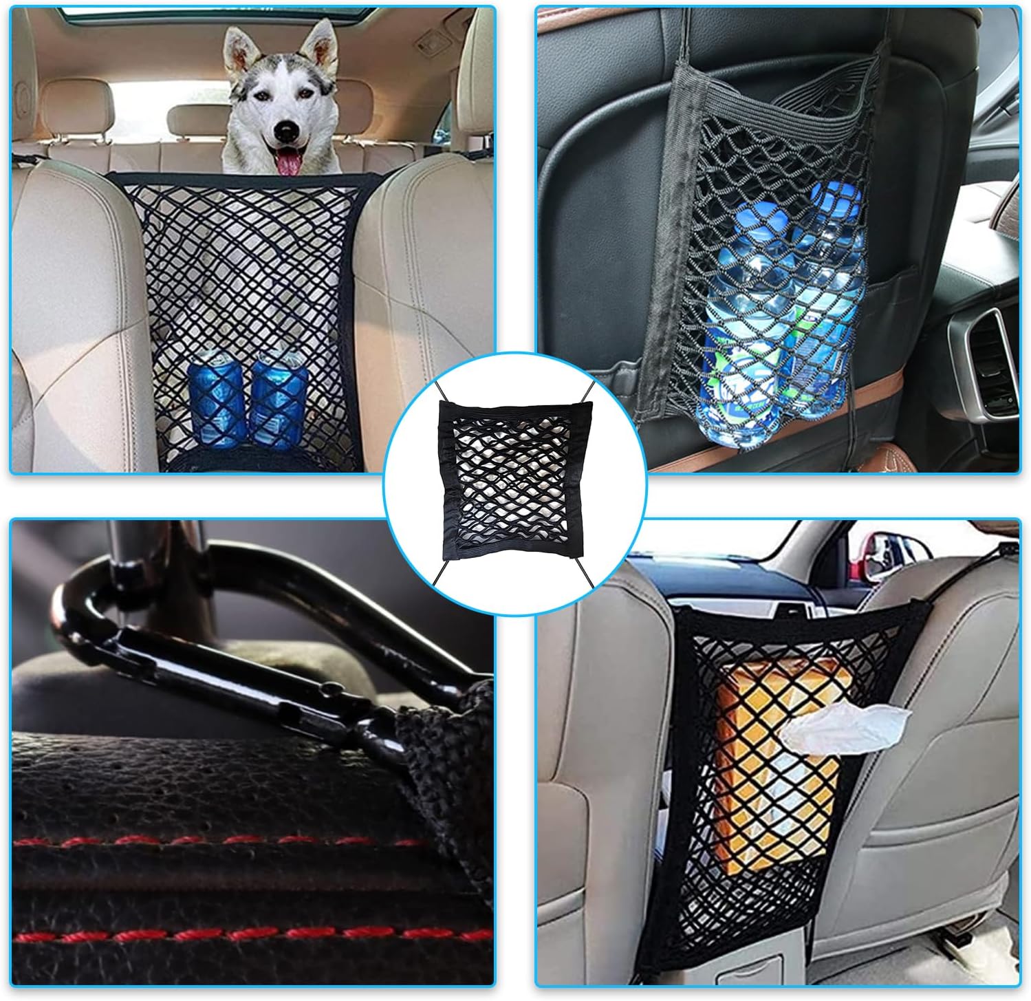 Kewucn 2 Layers Car Mesh Organizer with Elasticity