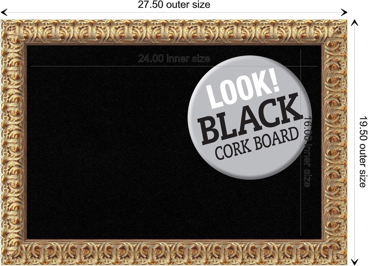Amanti Art Black Cork Board 27x19 Wall Decor