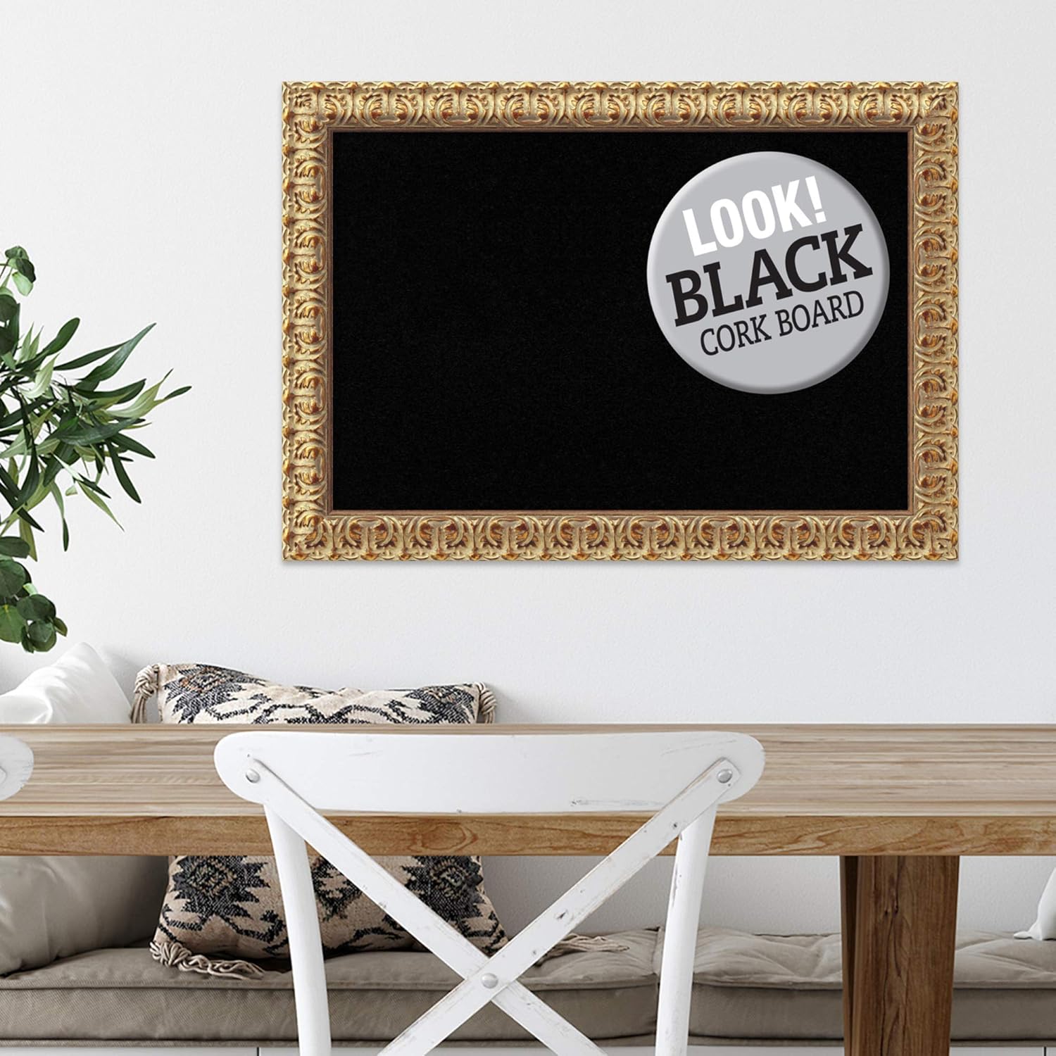 Amanti Art Black Cork Board 27x19 Wall Decor