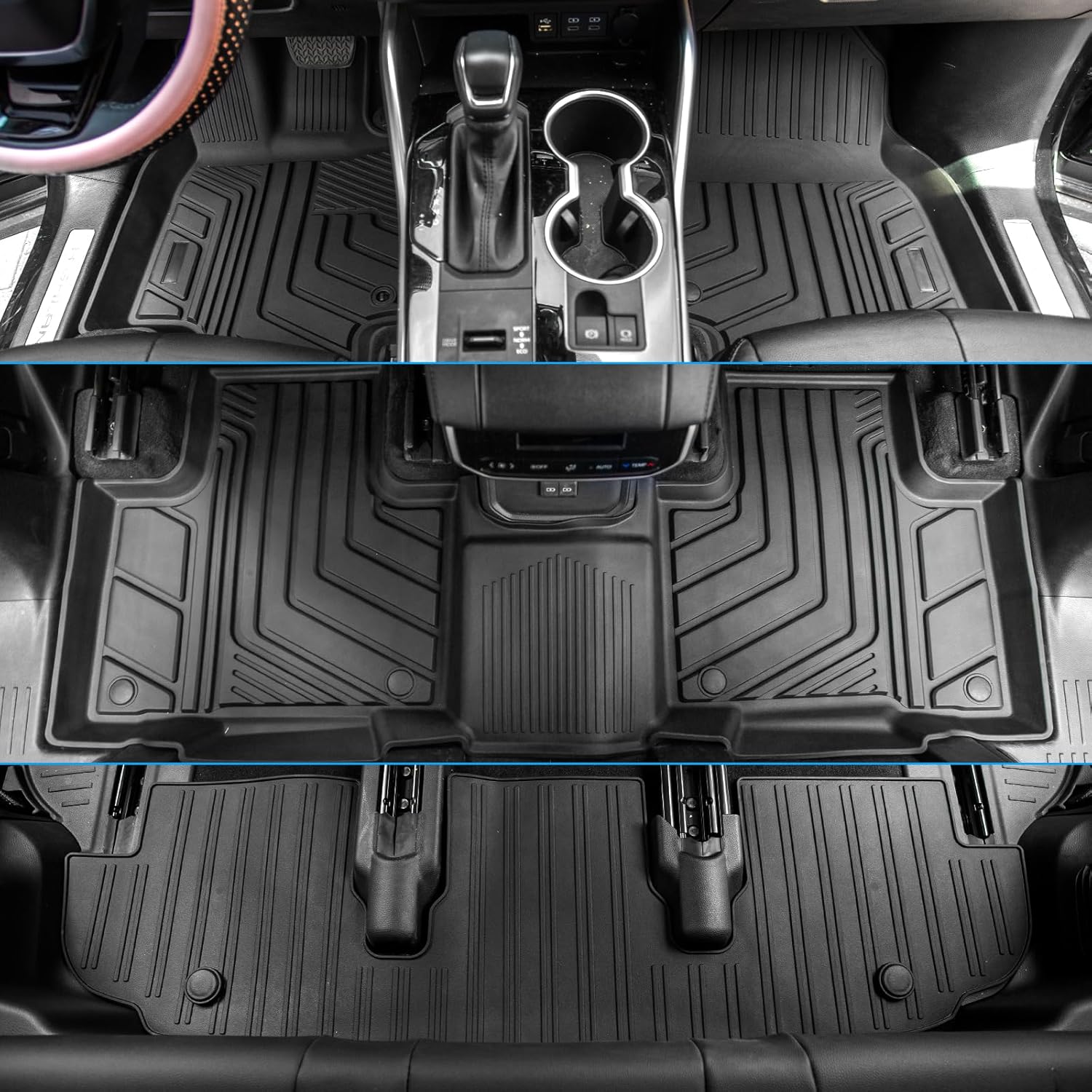 Bomely Floor Mats for 2020-2025 Toyota Highlander 7 Seats