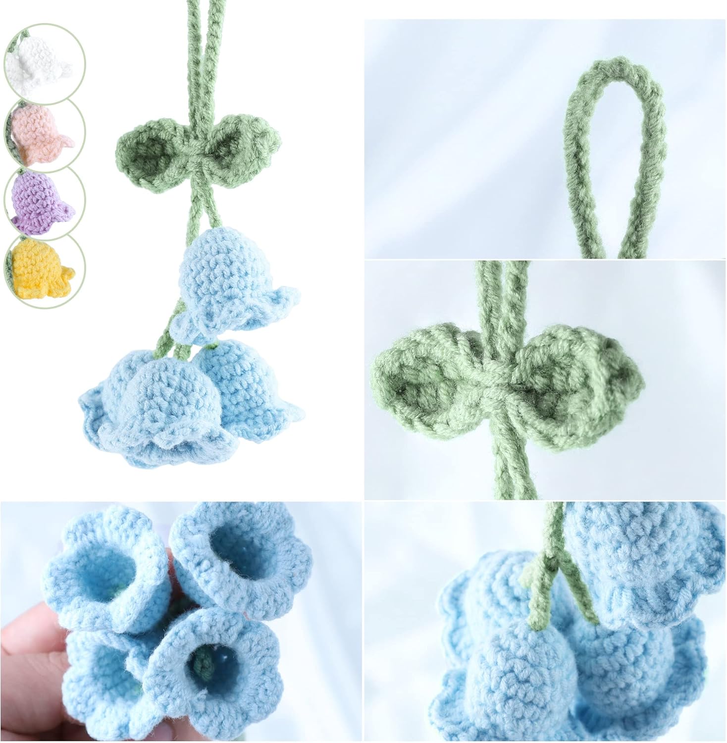 Mirror Hanging Car Keychain Cute Lily of the Valley Blue