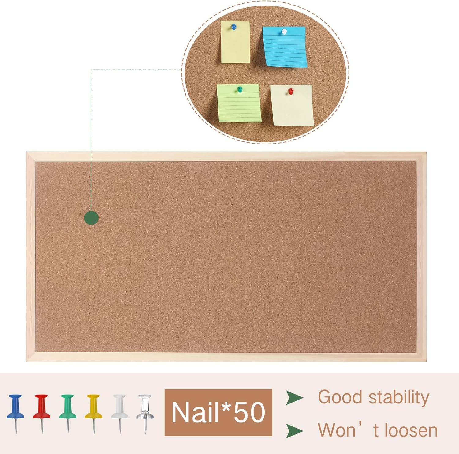 Double Sided Cork Board with Wheels 24 x 47 Inch