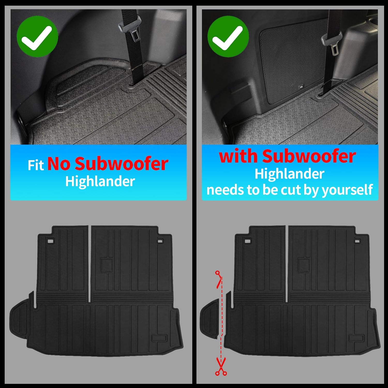 Bomely Floor Mats for 2020-2025 Toyota Highlander 7 Seats