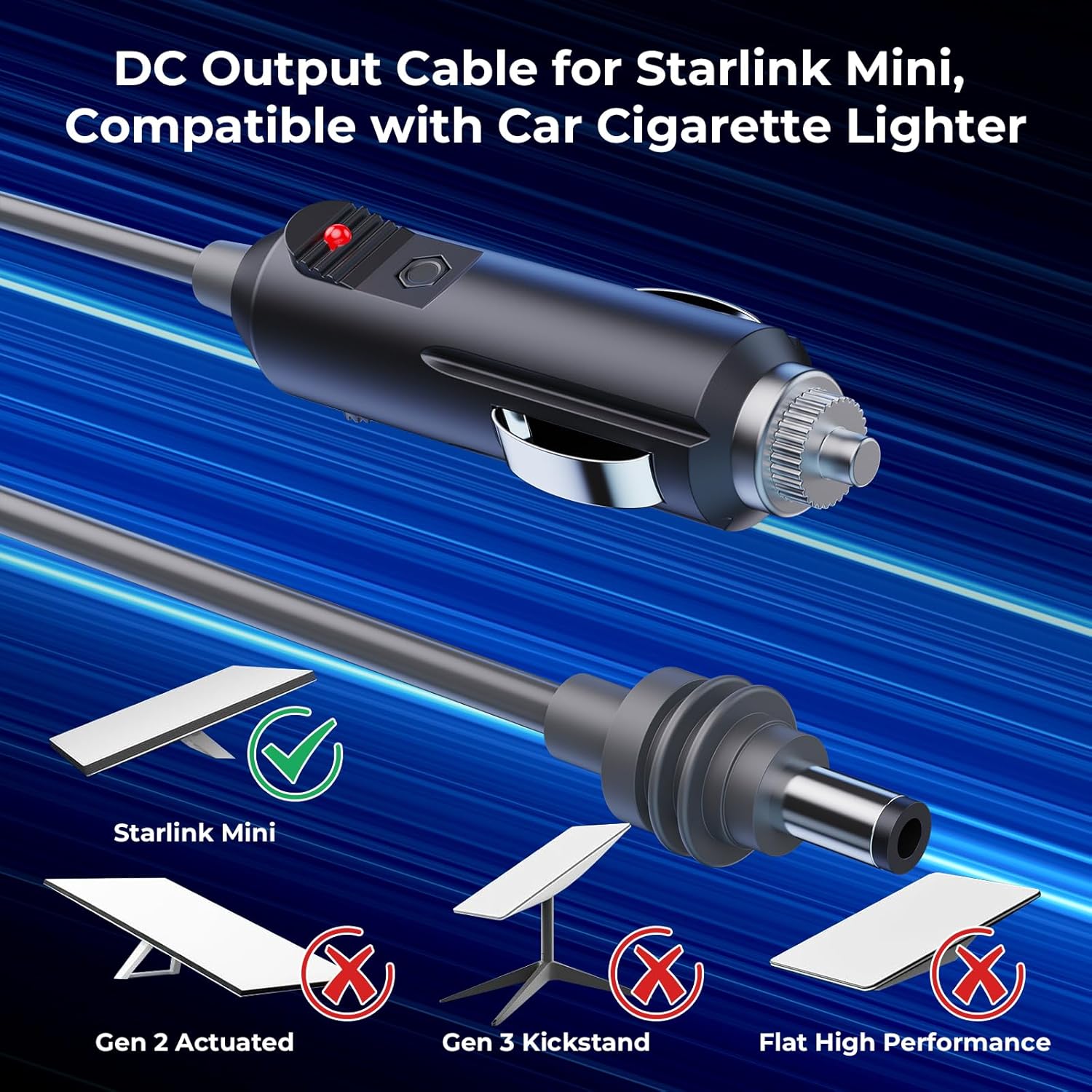 Starlink Mini Car Charger 164FT Gray Cable