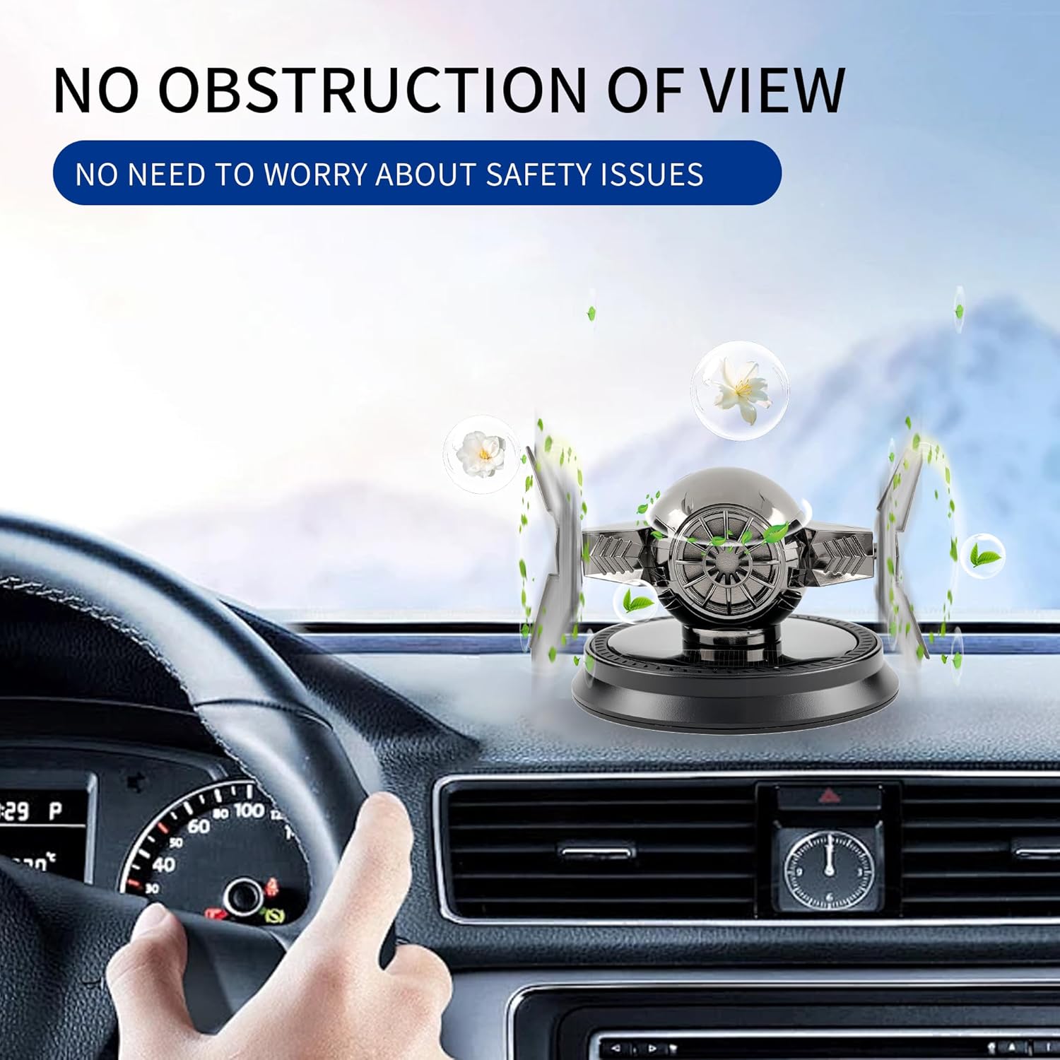 Solar-Powered Car Air Freshener with Rotating Aromatherapy