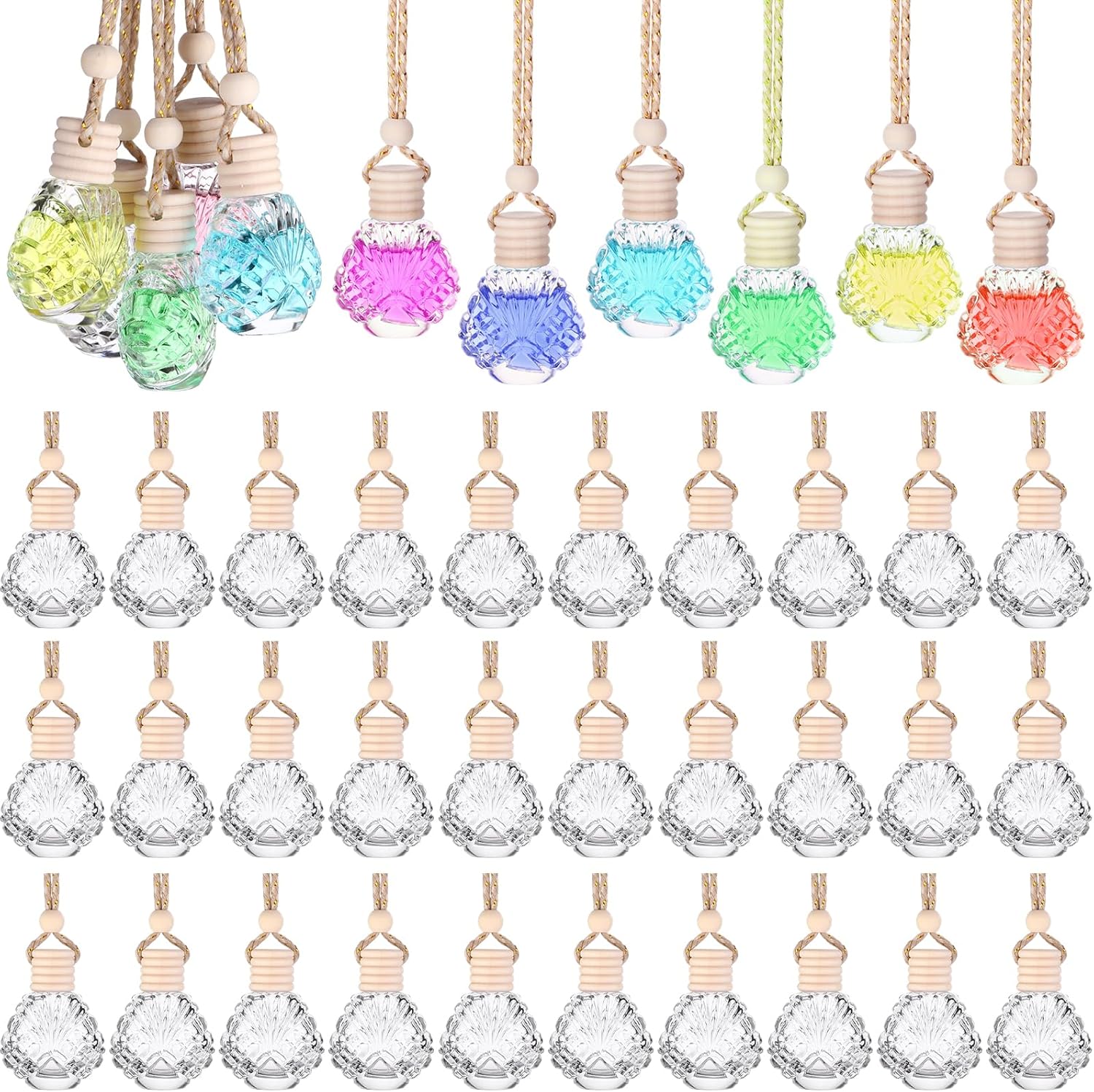 60 Pcs Hanging Car Air Freshener Diffuser Bottle Set