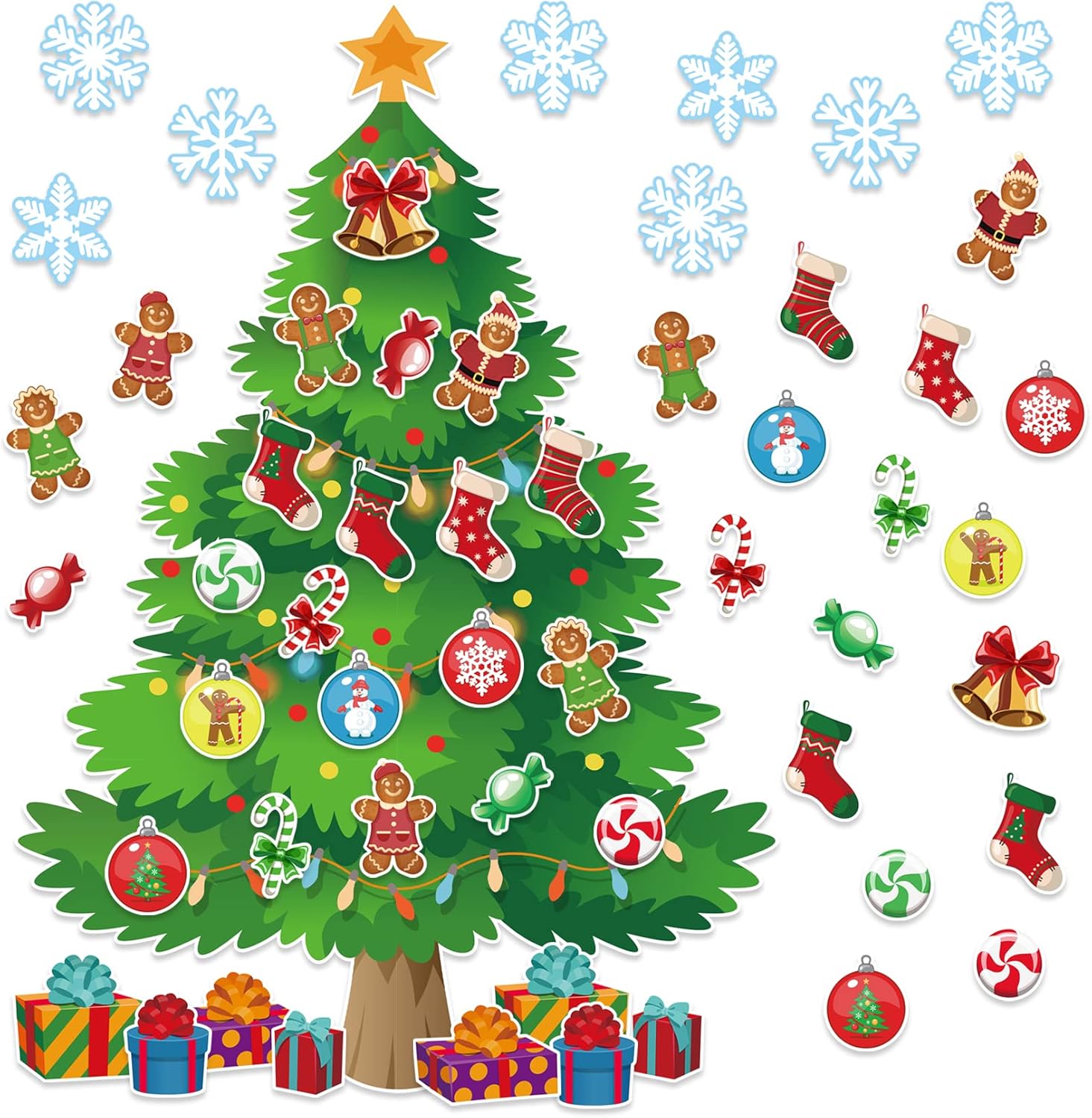 3ft Christmas Tree Bulletin Board Set with Cutouts and Glue Dots