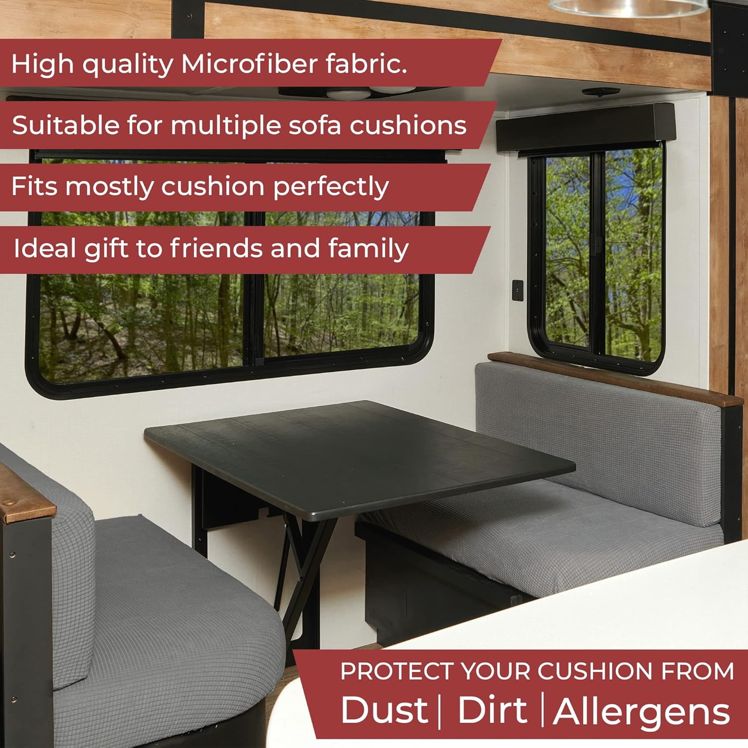 Hudson Comfort RV Dinette Cushion Covers Gray 2 Sets