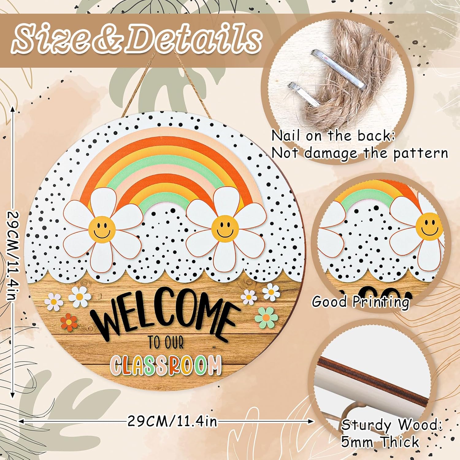 Boho Welcome Sign for Classroom Door Decor 114in