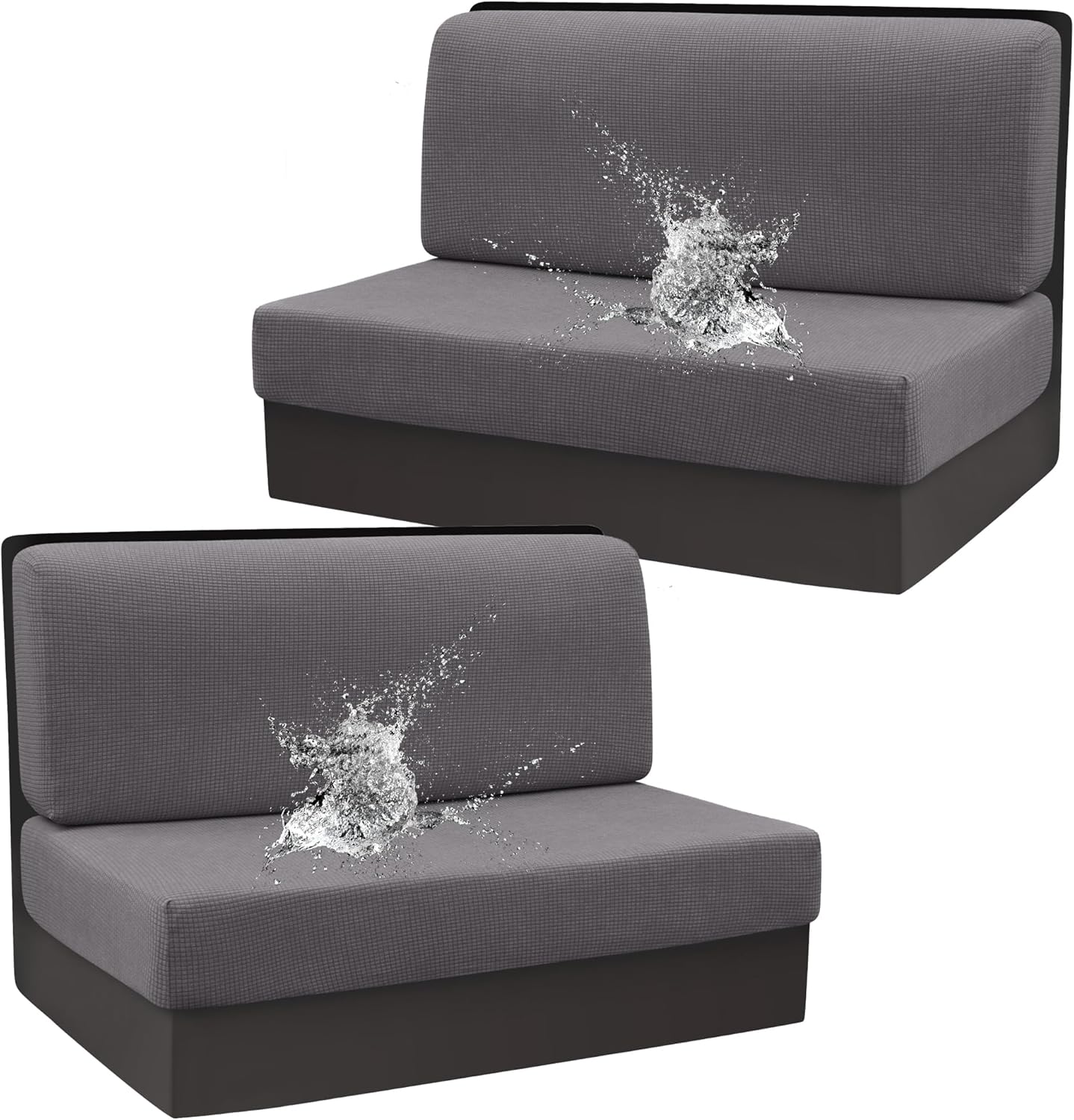 Stretch RV Dinette Cushion Covers 2 Set - Dark Gray