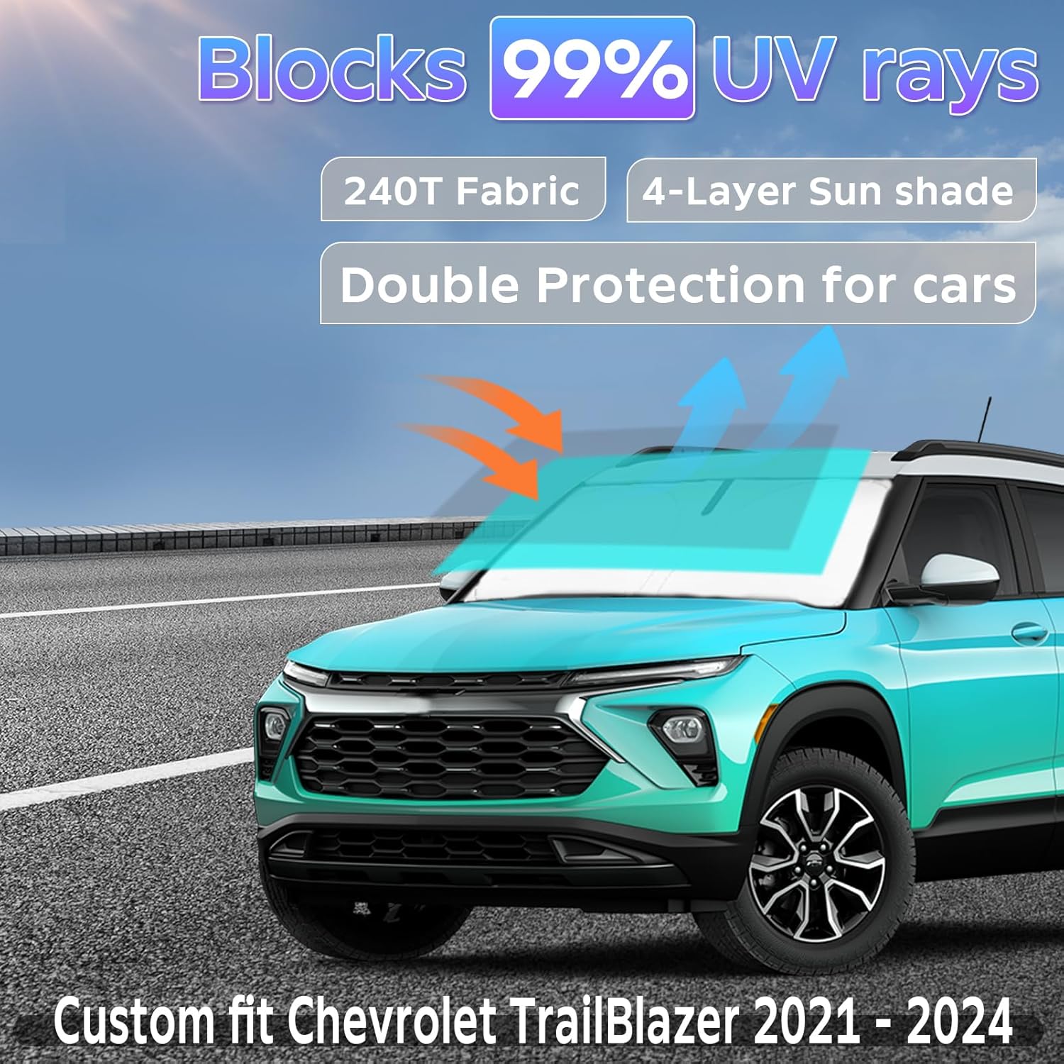 UKTOP Windshield Sunshade for Chevy Trailblazer 2021-2026