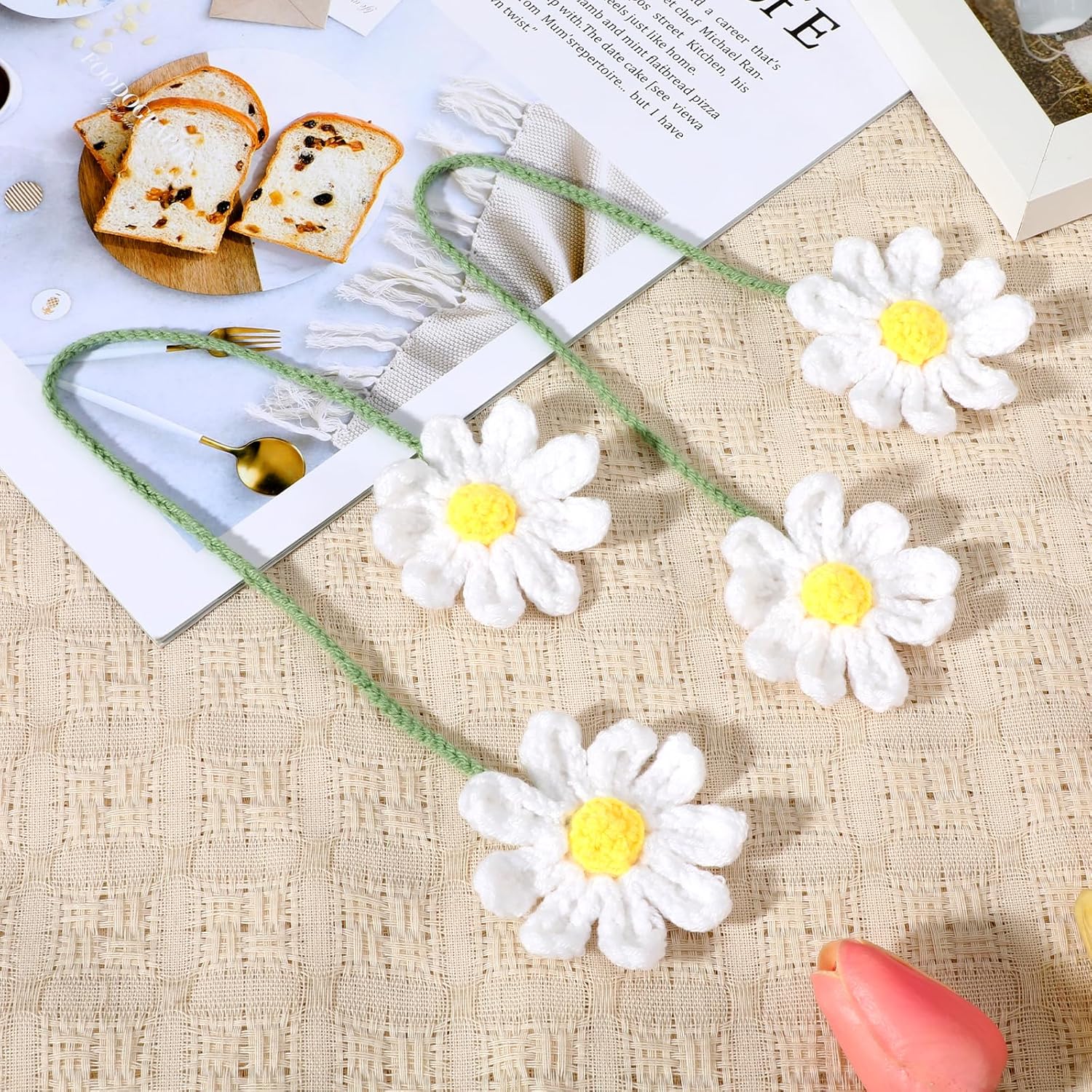Cute Crochet Daisy Car Decor for Women