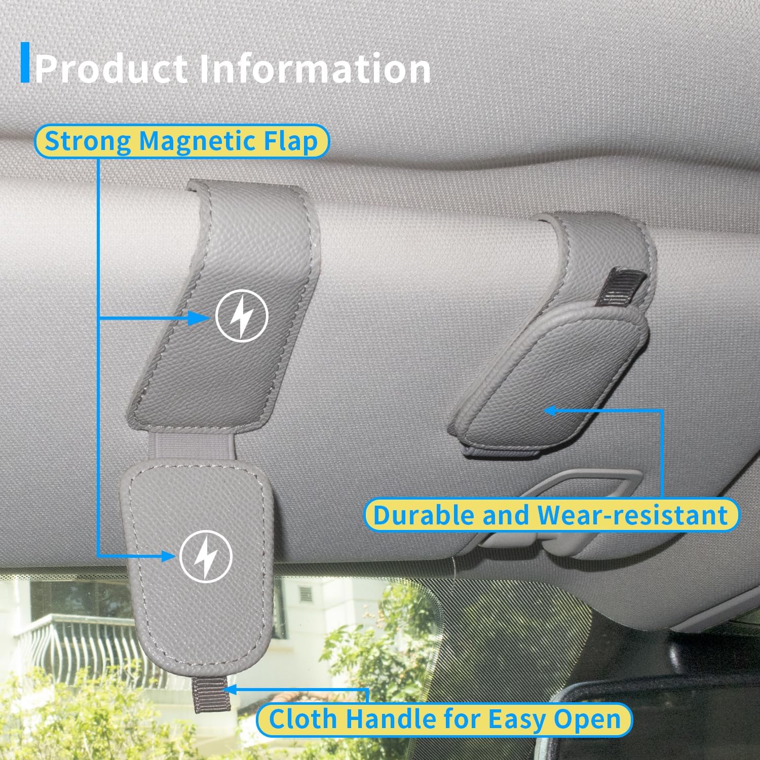 Yuoyar 2 Pack Magnetic Sunglass Holder for Car Visor