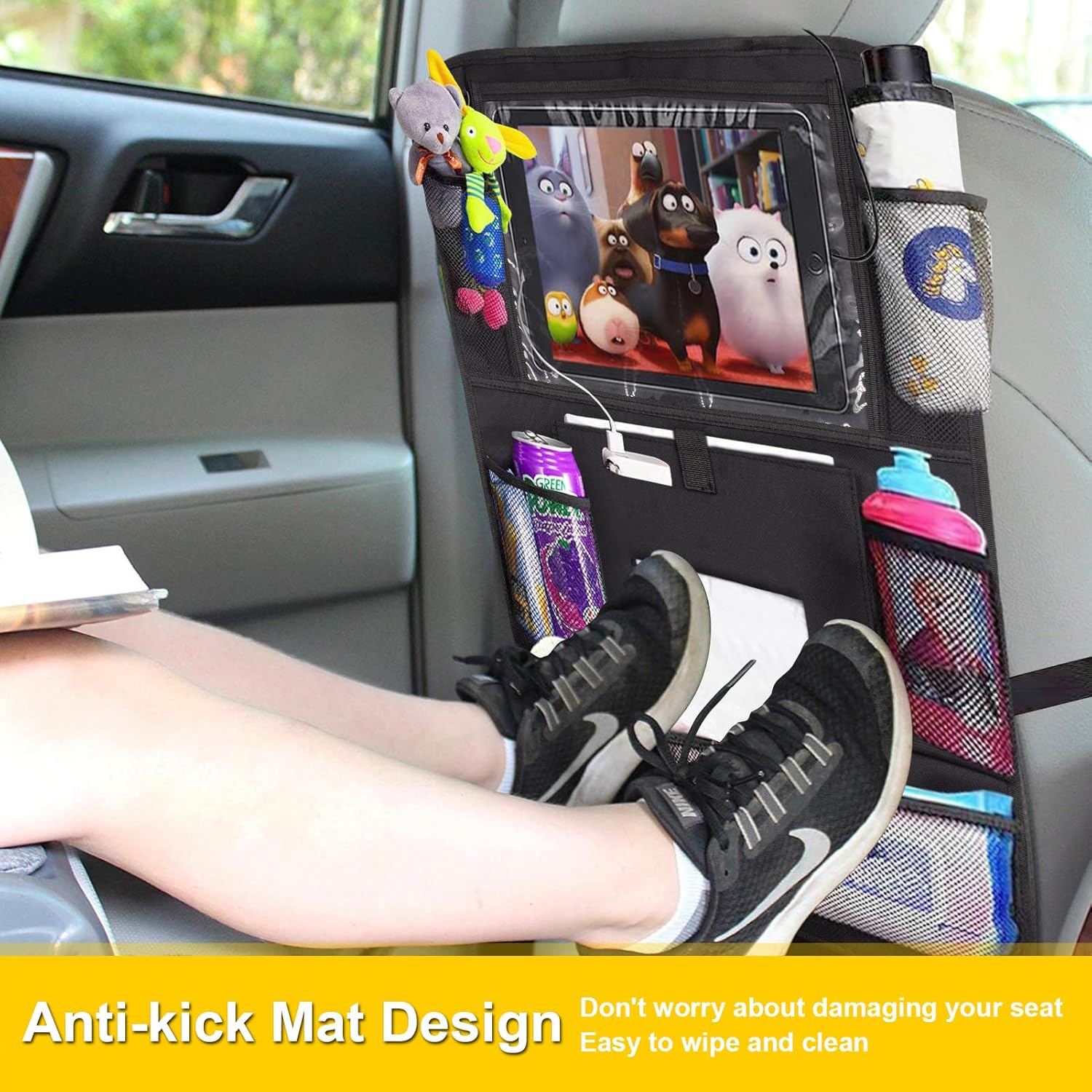 Backseat Car Organizer 2 PCS with Tablet Holder and 8 Pockets