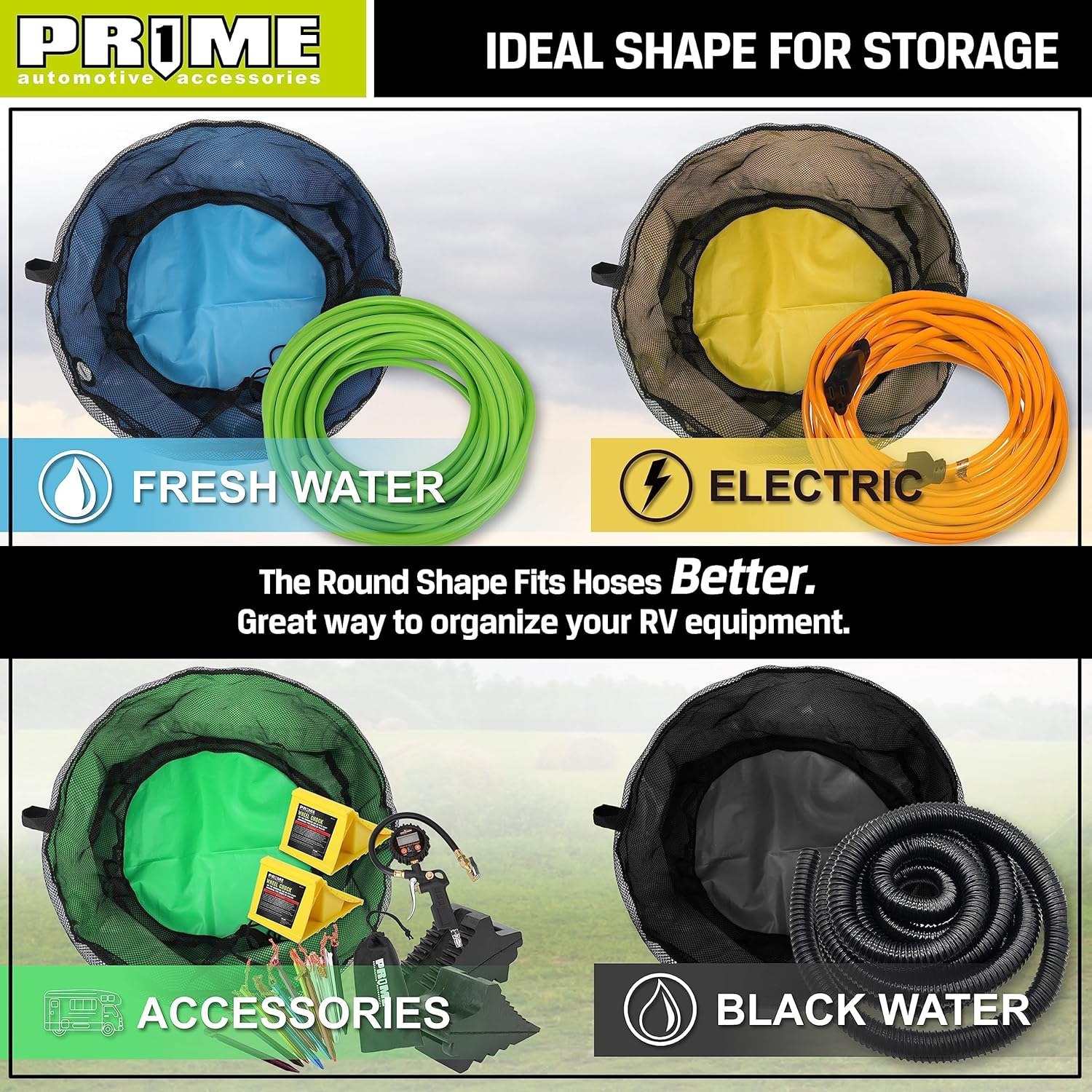 Prime 1 4 Pack Waterproof RV Hose Bags Storage Organizer