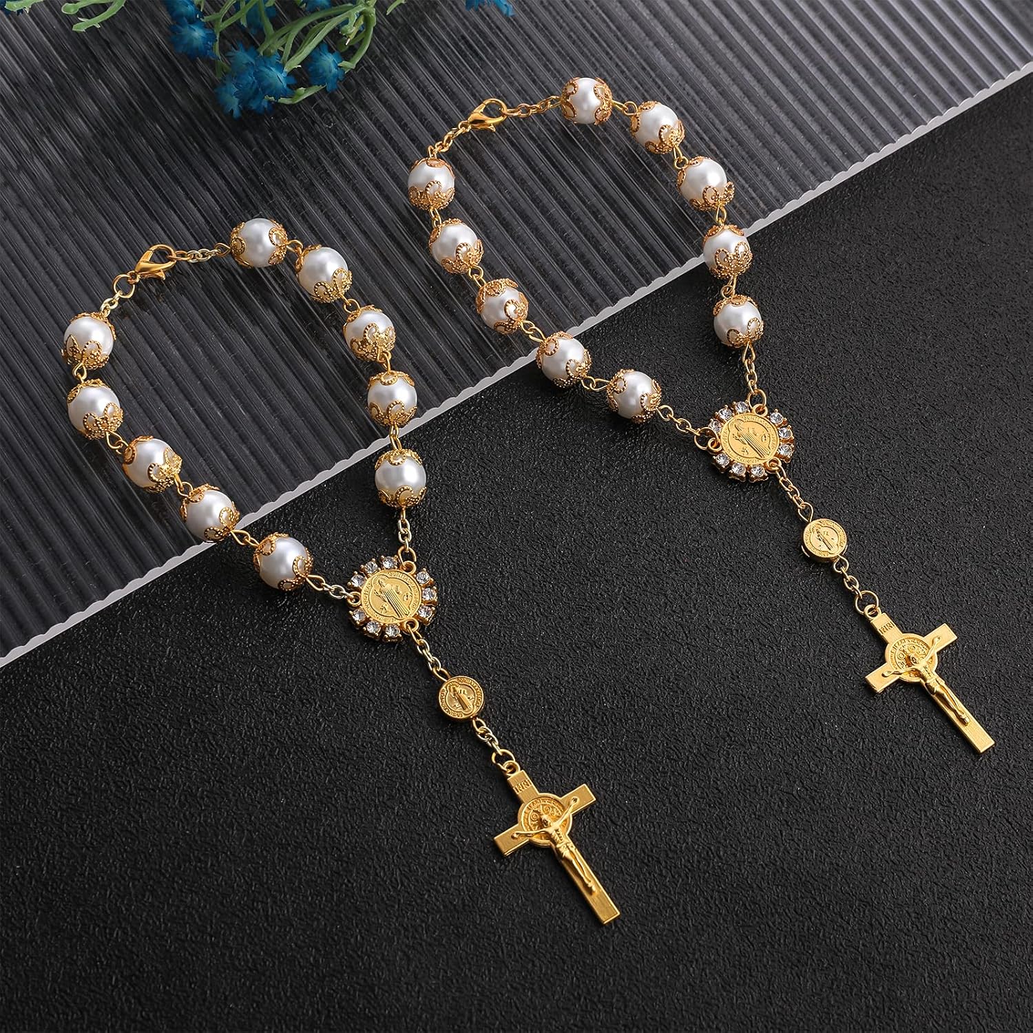 Cobee Car Rosary Set for Rearview Mirror Gold