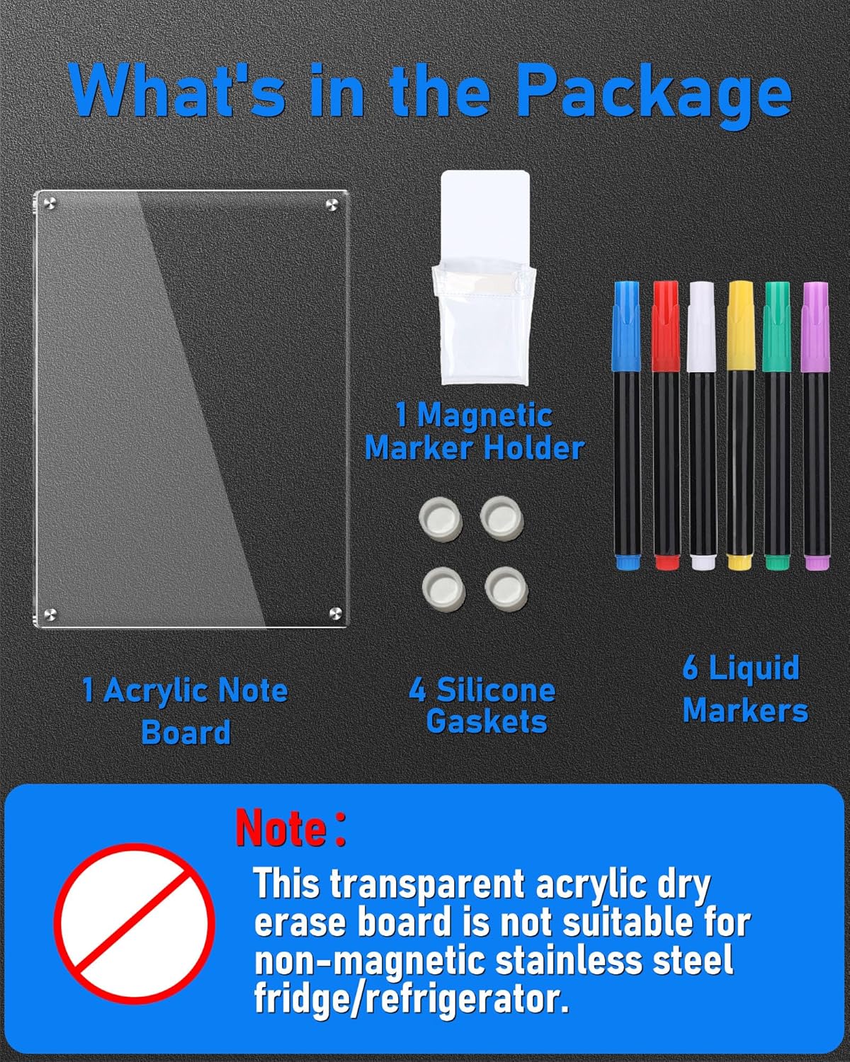 Clear Acrylic Magnetic Dry Erase Board for Fridge 12x8